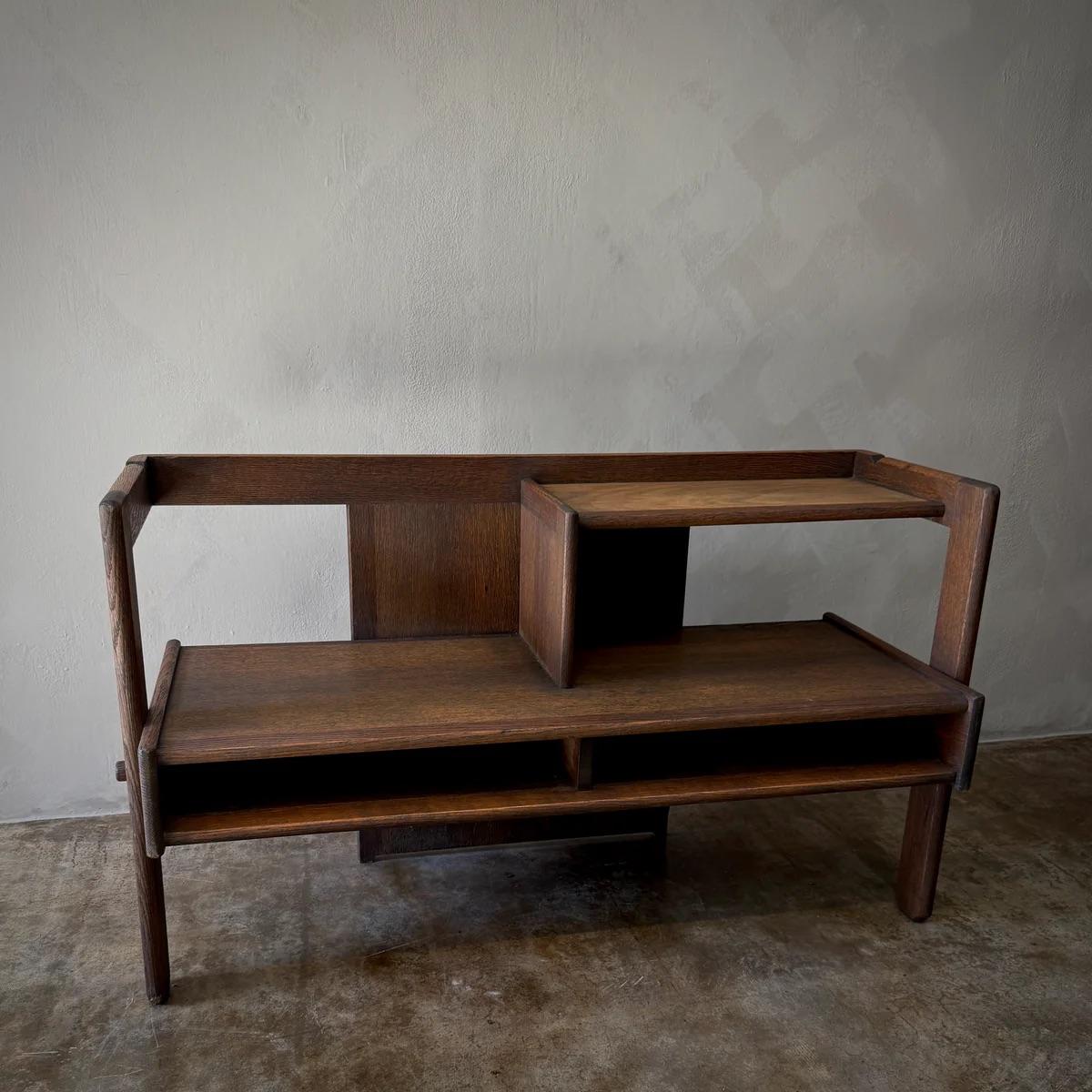 Banc de hall en Oak avec table Bon état - En vente à Los Angeles, CA