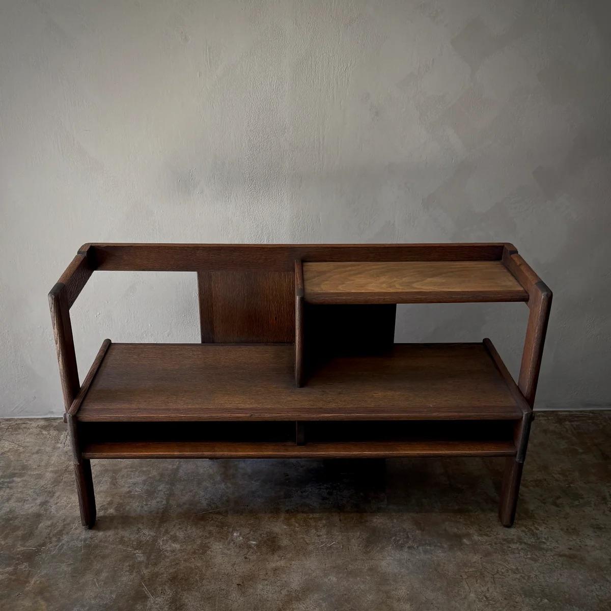 Milieu du XXe siècle Banc de hall en Oak avec table en vente