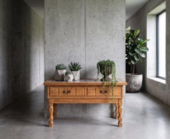 Oak Hall Piece with Tiles Attributed to Henning Kjærnulf, Denmark, 1960s