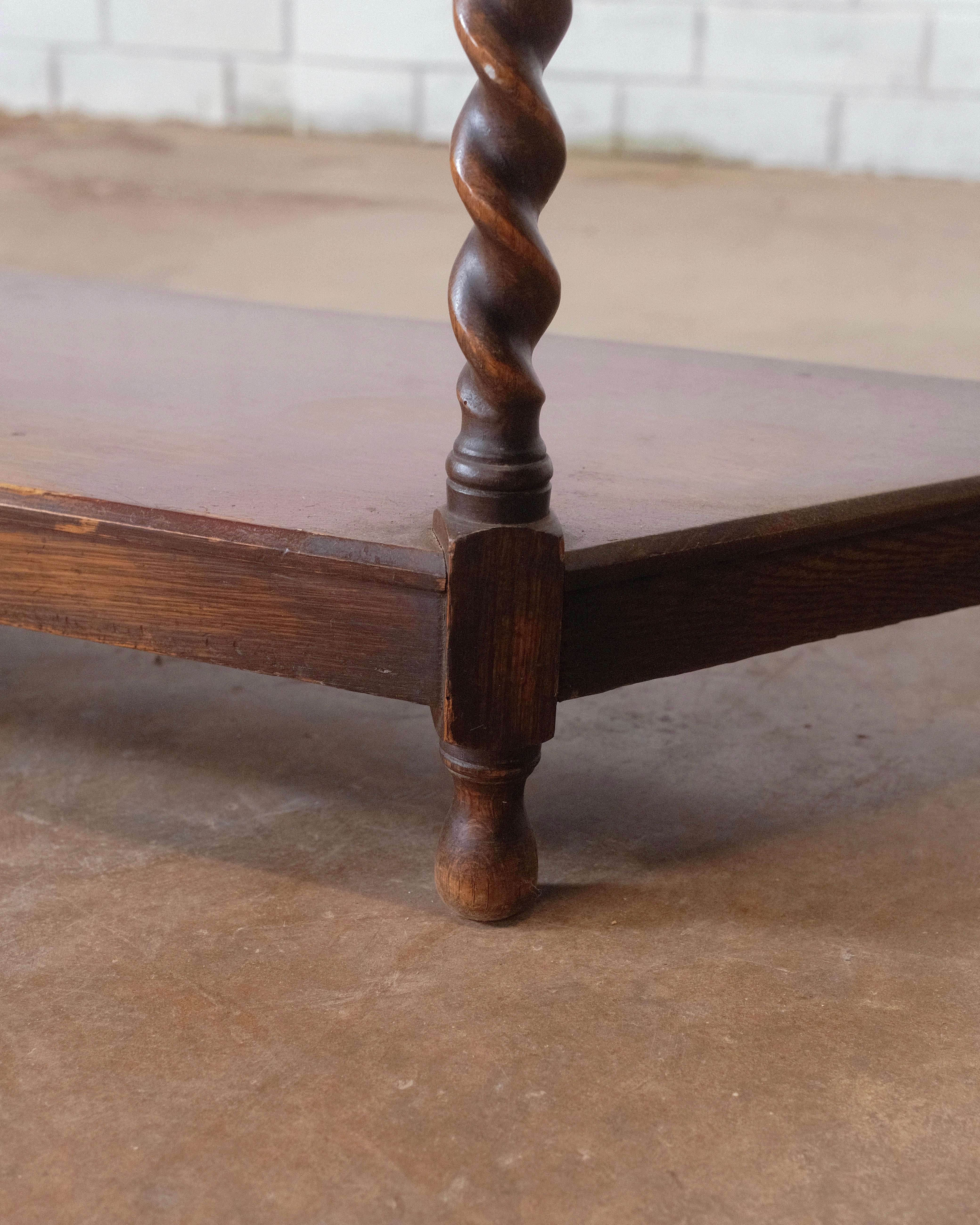French Oak Hall Table, Demi-lune Table, Barley Twist, Half Moon Table For Sale