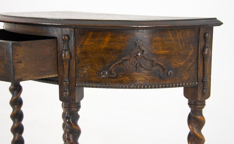 Oak Hall Table Demilune Table Barley Twist Half Moon Table