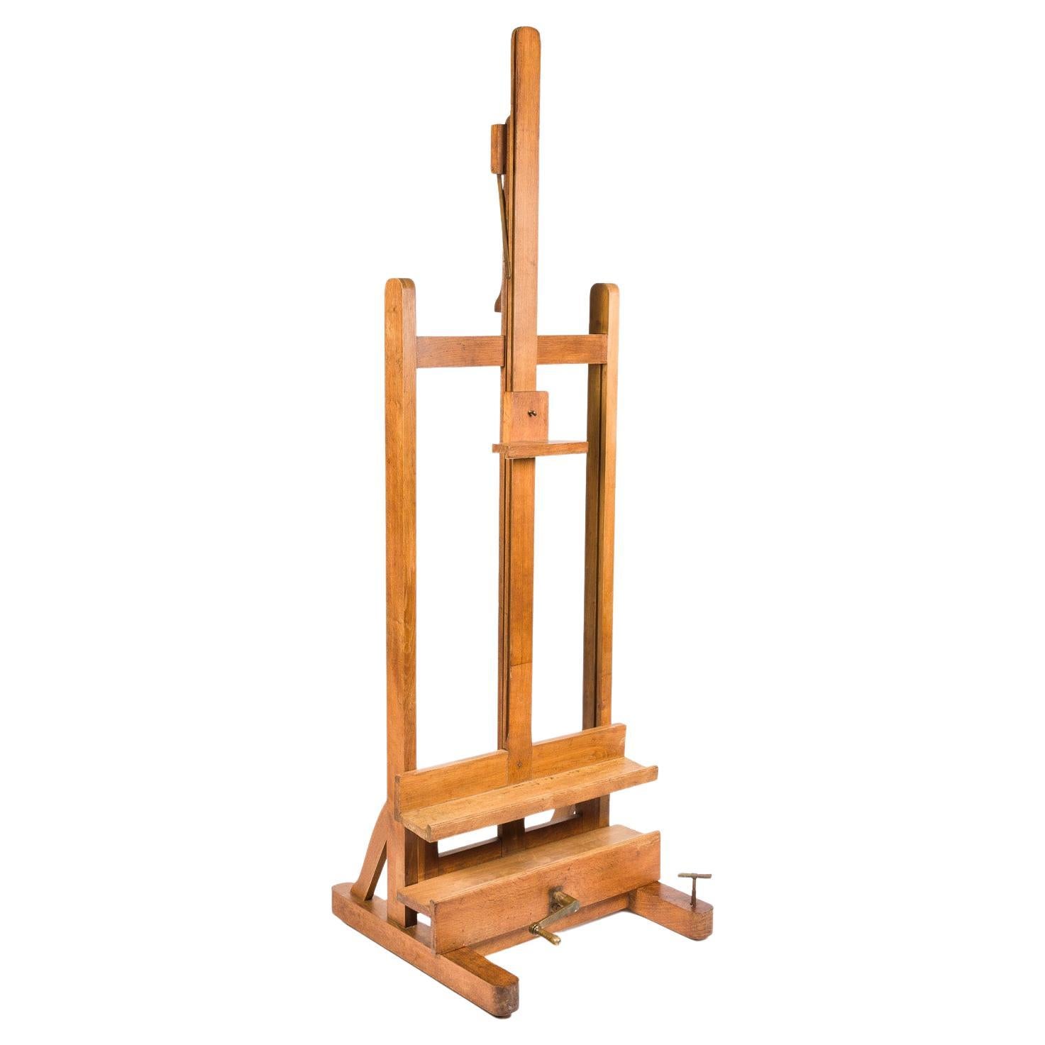 Chevalet d'atelier articulé en chêne, monté et démonté à la main, pour artistes