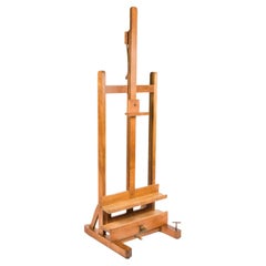 Oak hand cranked rise and fall articulating artist’s studio easel