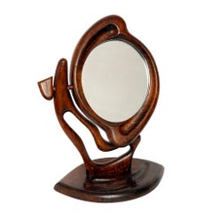 Oak Handmade Mirror, in the Art Nouveau Style, Poland, 1980s