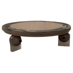 Oak, Hand-Painted Frosted Glass and Lucite - Contemporary - Forum Coffee Table
