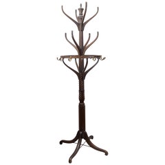 Antique Oak Hat Rack/ Coat Rack from a Men's Club in Ohio, circa 1900