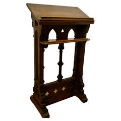 Antique Oak Hotel Restaurant Podium Reception Greeting Station, Greeter