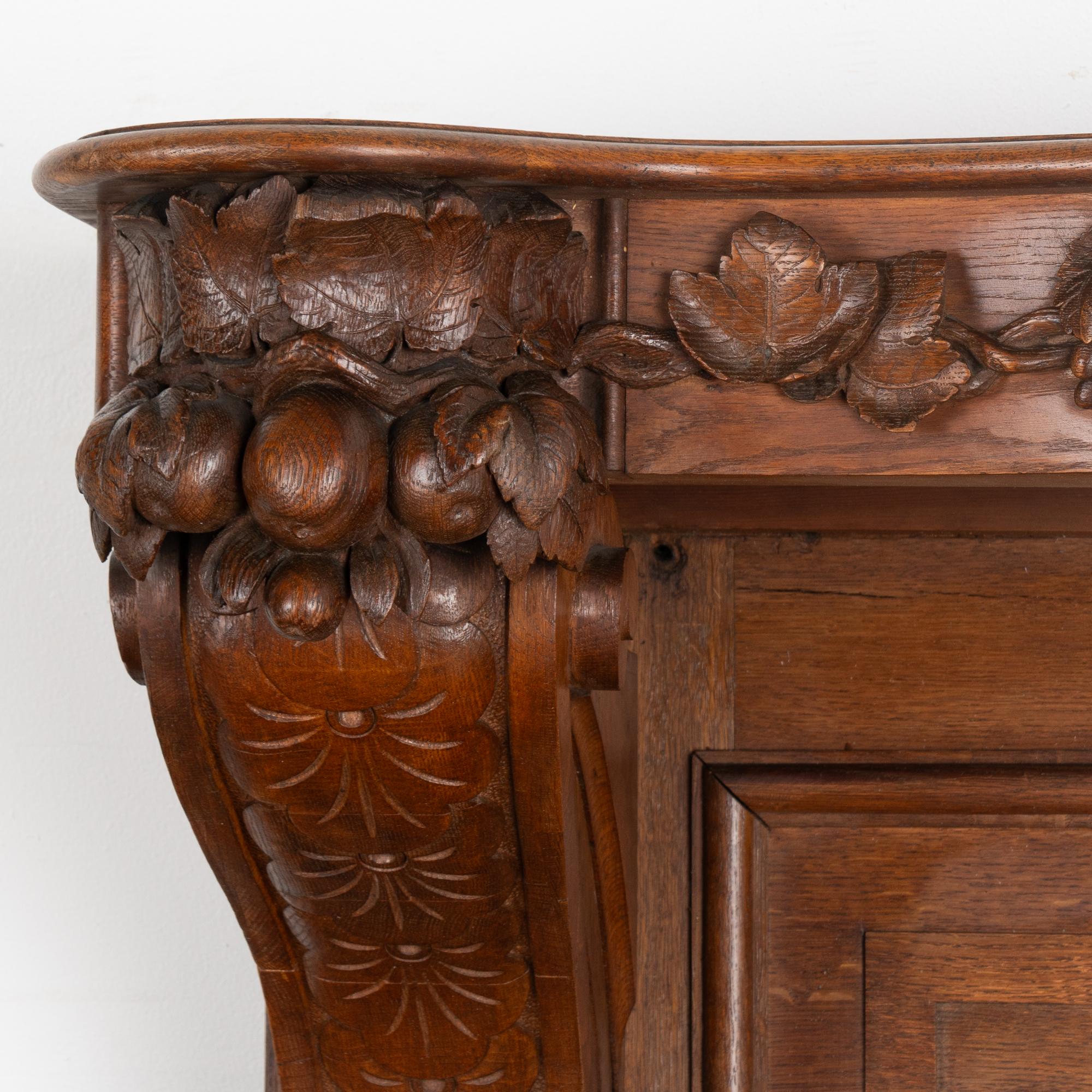 Oak Hunt Console With Carved Game and Grapes, Denmark circa 1860 1