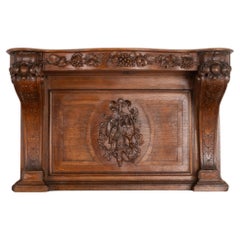 Oak Hunt Console With Carved Game and Grapes, Denmark circa 1860