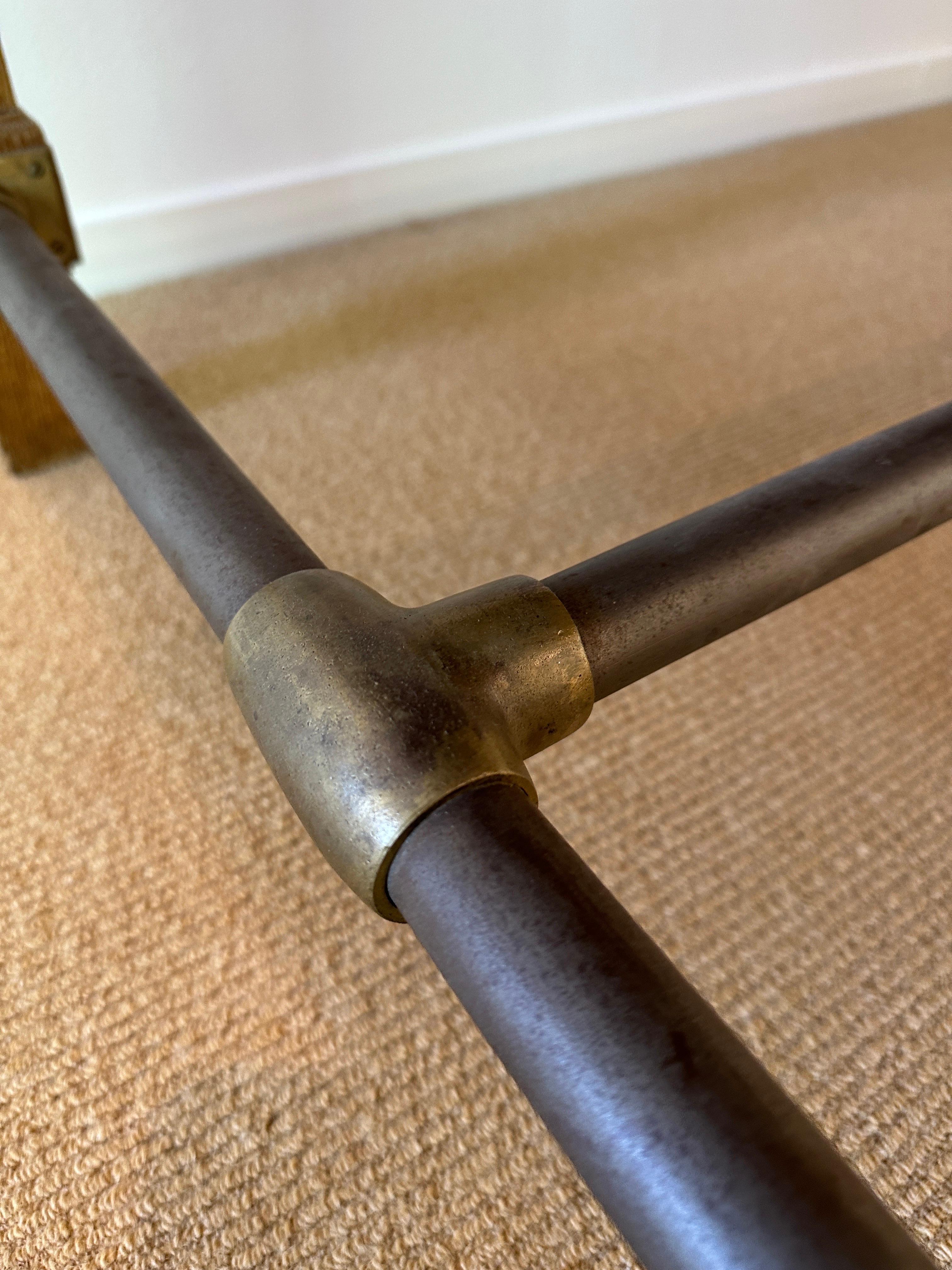 Oak, Iron and Brass Library Table Banc De France, circa 1920s In Good Condition For Sale In East Hampton, NY