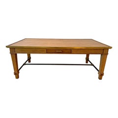 Table de bibliothèque en Oak, fer et laiton Banc De France, vers 1920