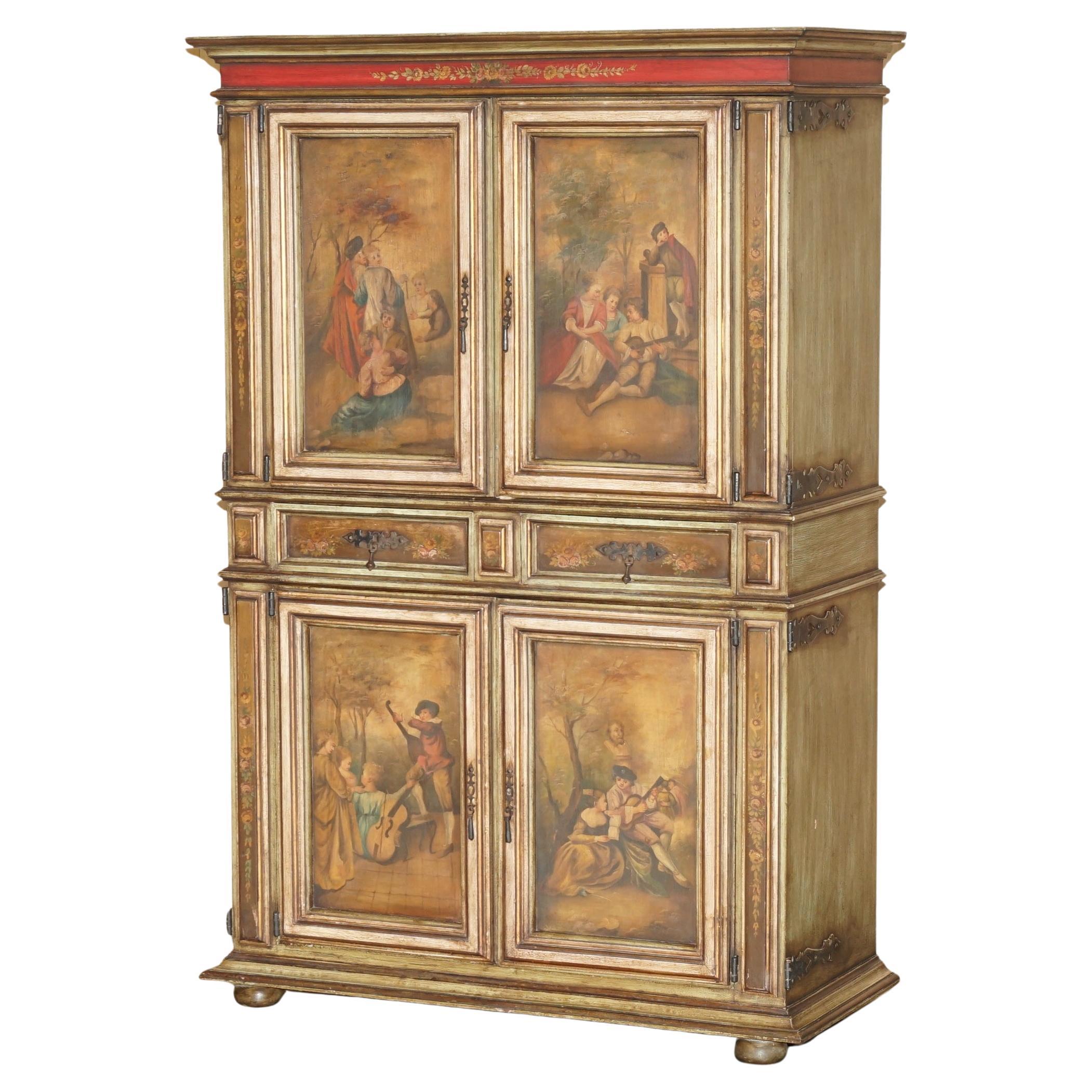 ARMORIAL ITALIANO DE ROBLE PINTADO CON CAPA DE ARMA MEDIANA MUEBLE PARA TV O ARMARIO PARA BEBIDAS