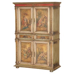 OAK ITALIAN PAINTE D' ARMORIAL COAT OF ARMS MEDiA TV CUPBOARD OR DRINKS CABINET