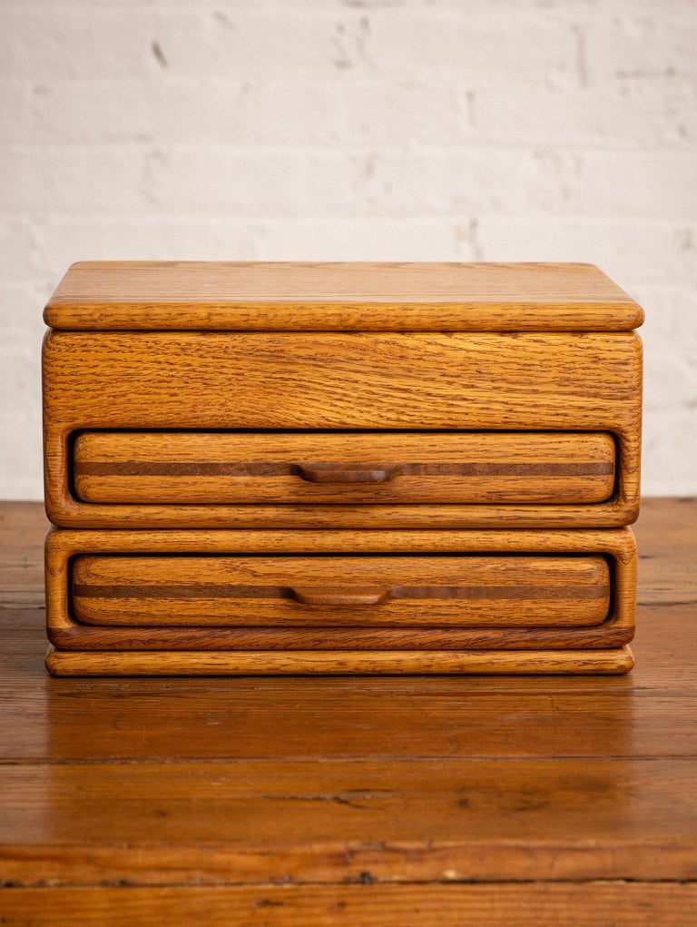 Oak Jewelry Box with Inlay Detail For Sale at 1stDibs