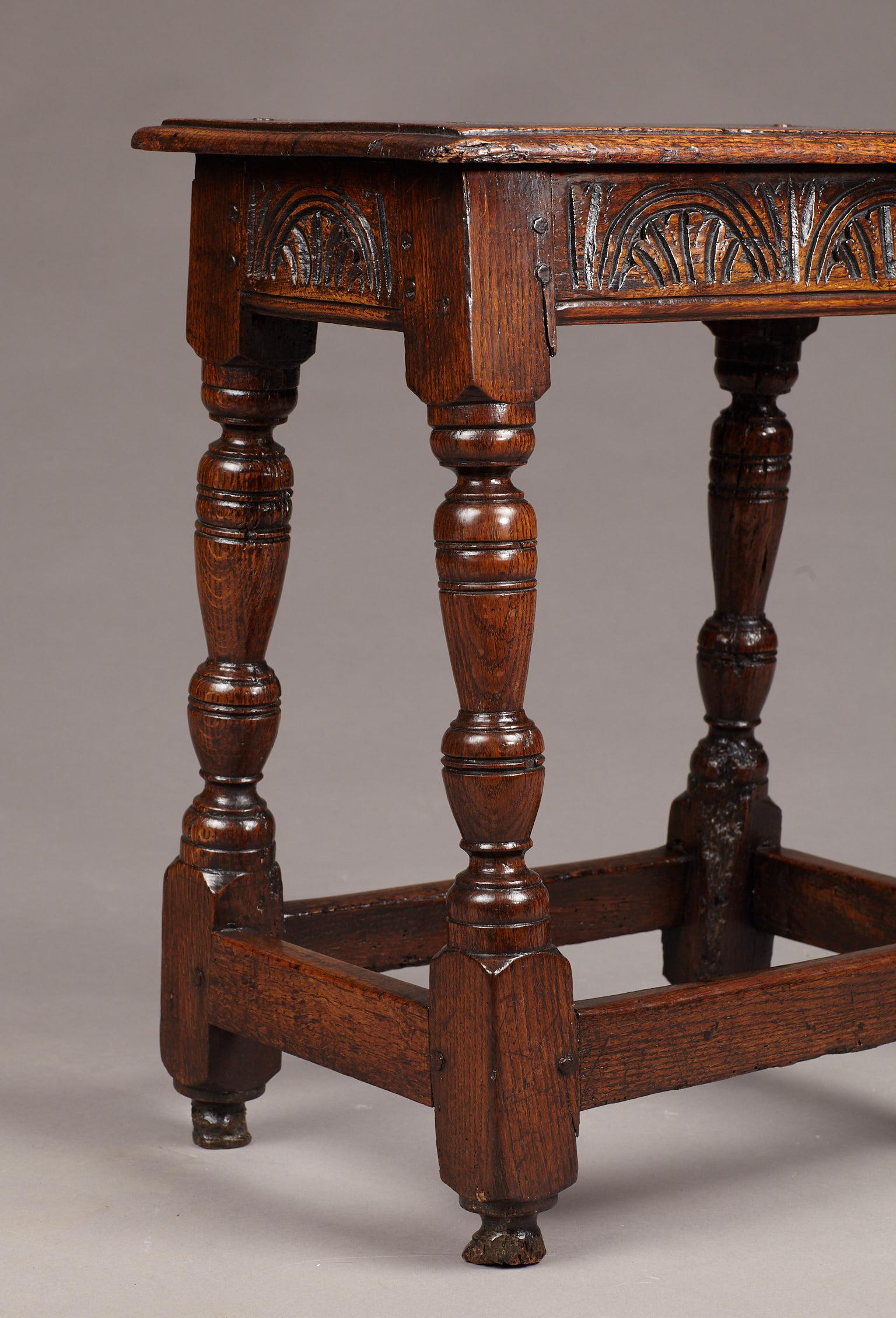 Joinery Oak Joined Stool, Charles I period, English, circa 1630-1640