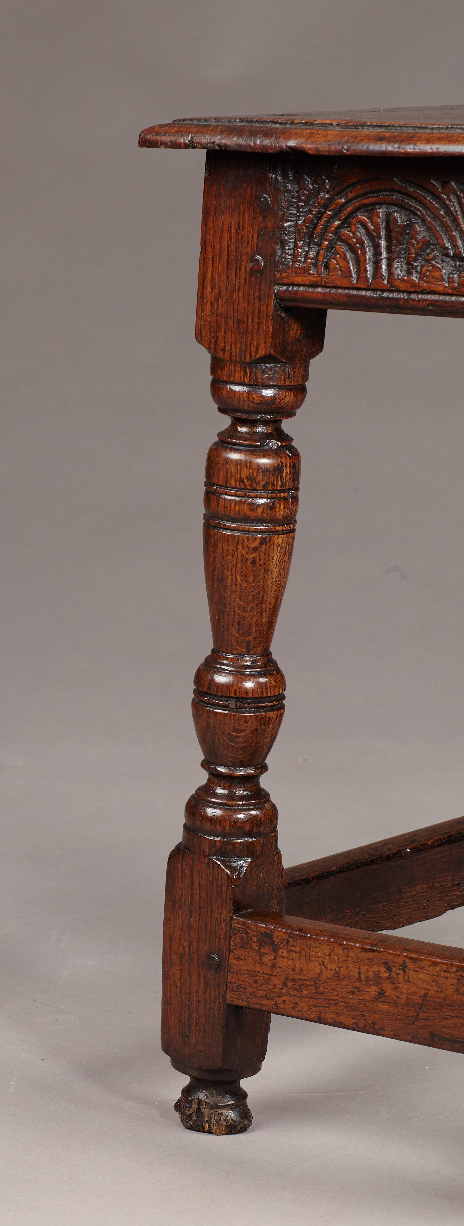18th Century and Earlier Oak Joined Stool, Charles I period, English, circa 1630-1640
