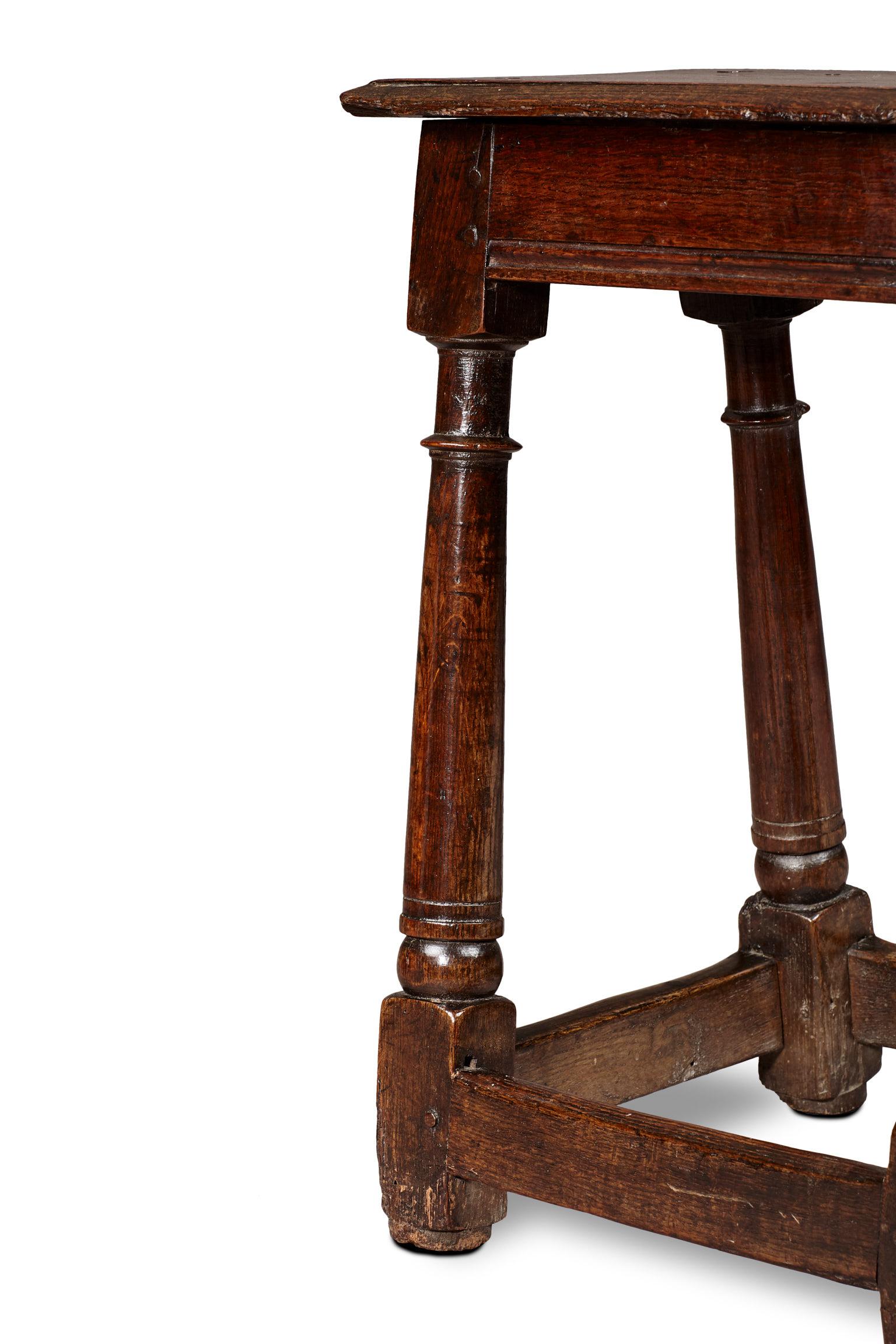 Oak Joined Stool, Charles II period, English, circa 1680 In Good Condition In Matlock, Derbyshire
