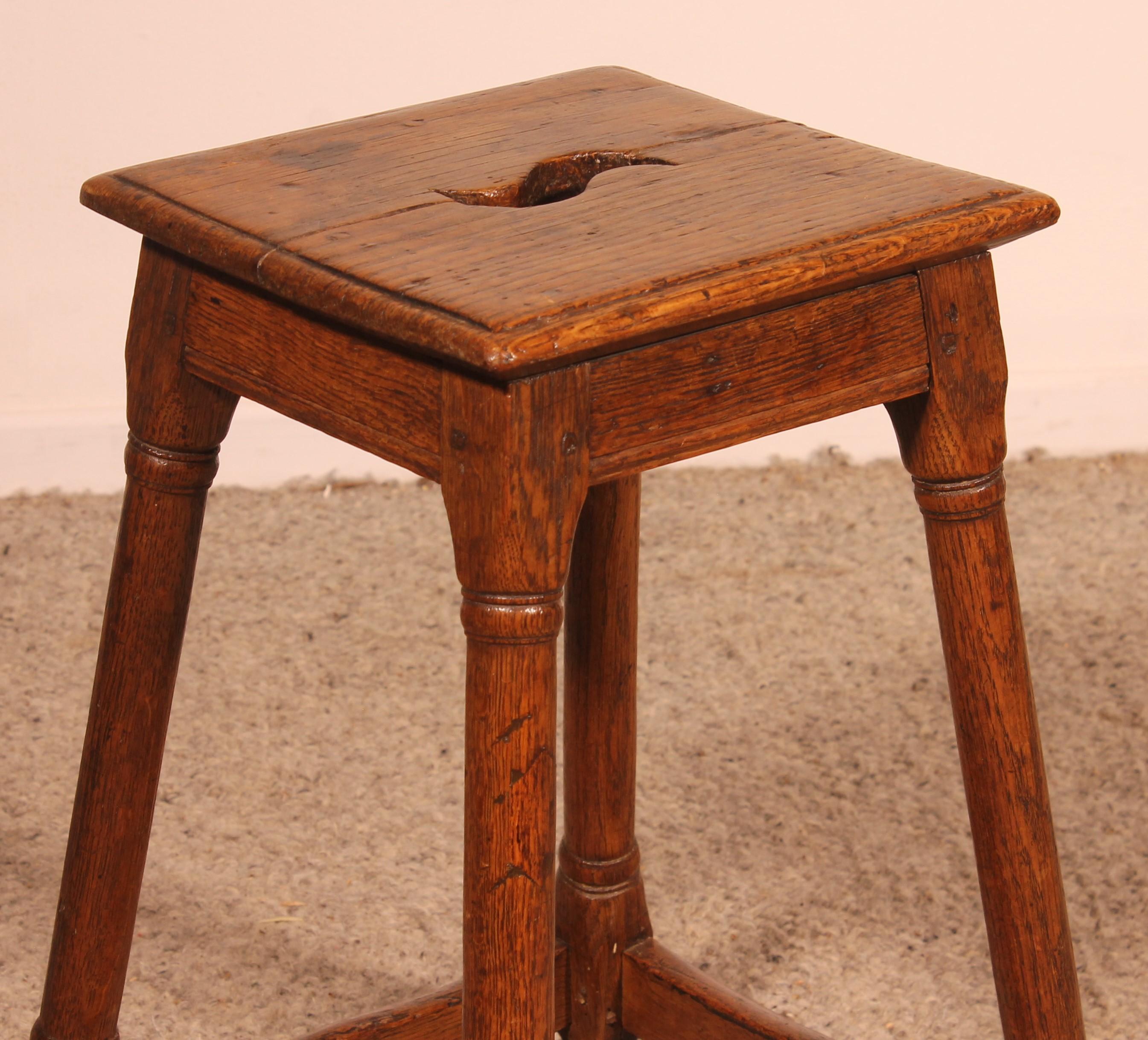 Georgian Oak Joint Stool From The 18th Century For Sale