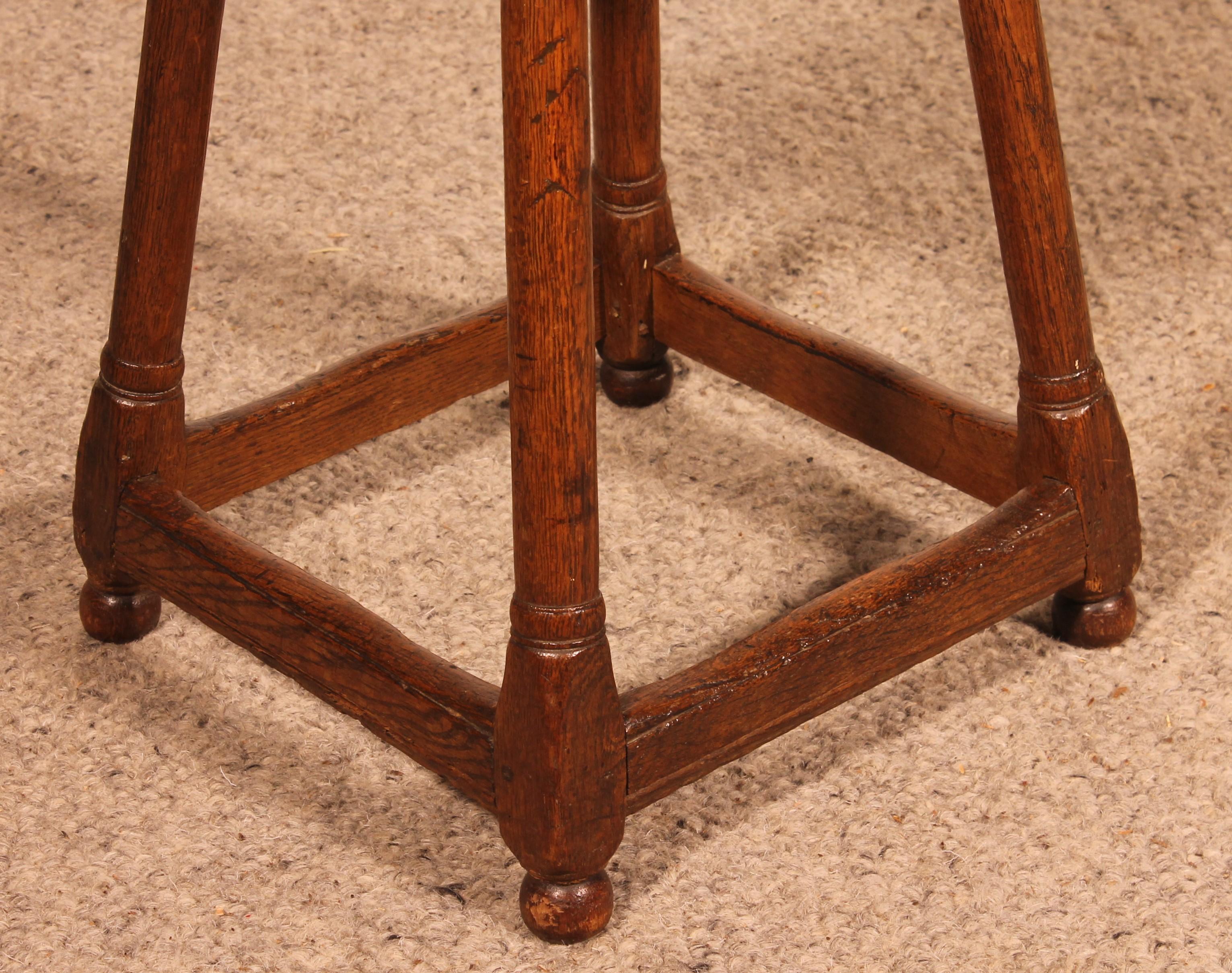 British Oak Joint Stool From The 18th Century For Sale
