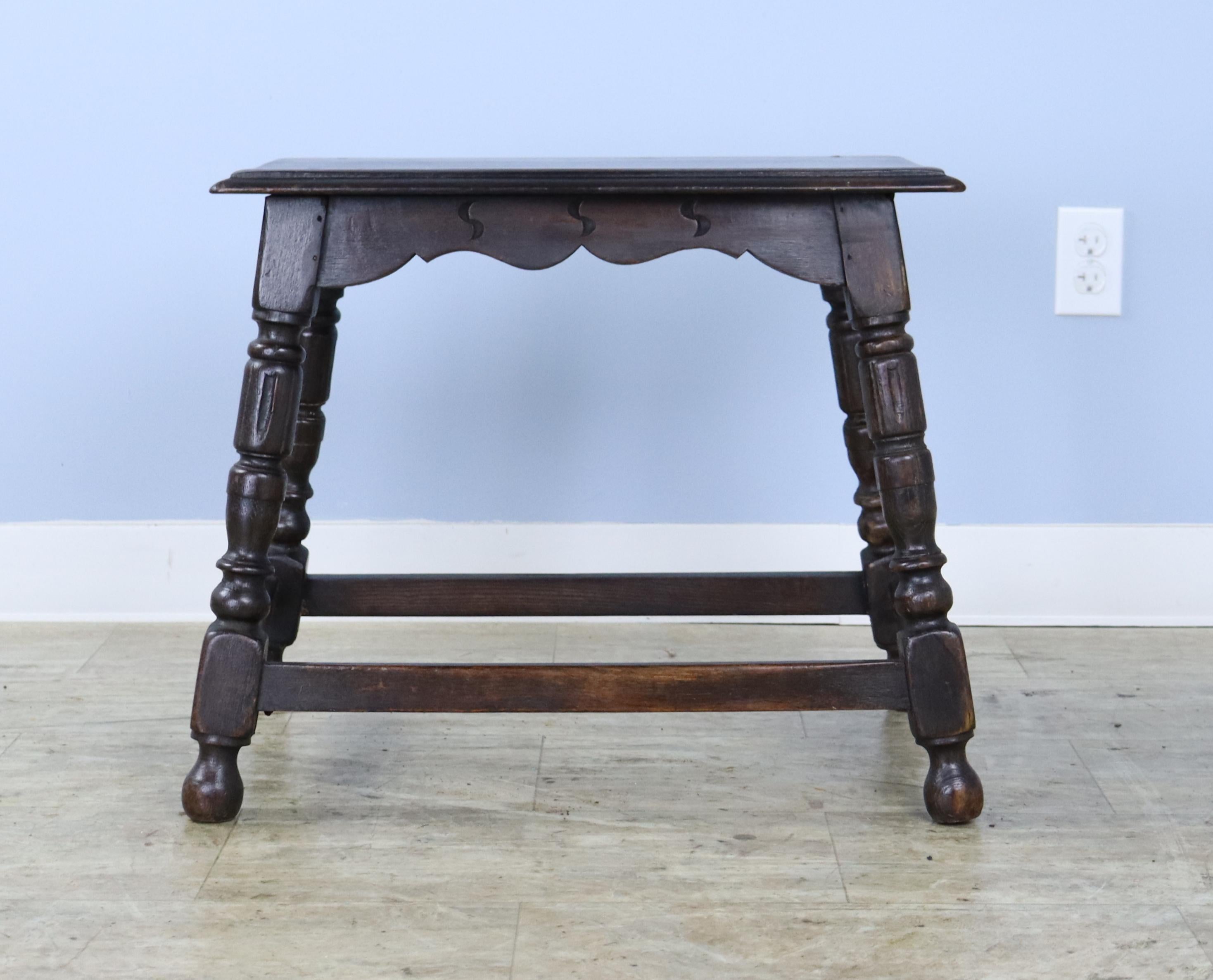 English Oak Joint Stool with Carved Legs For Sale