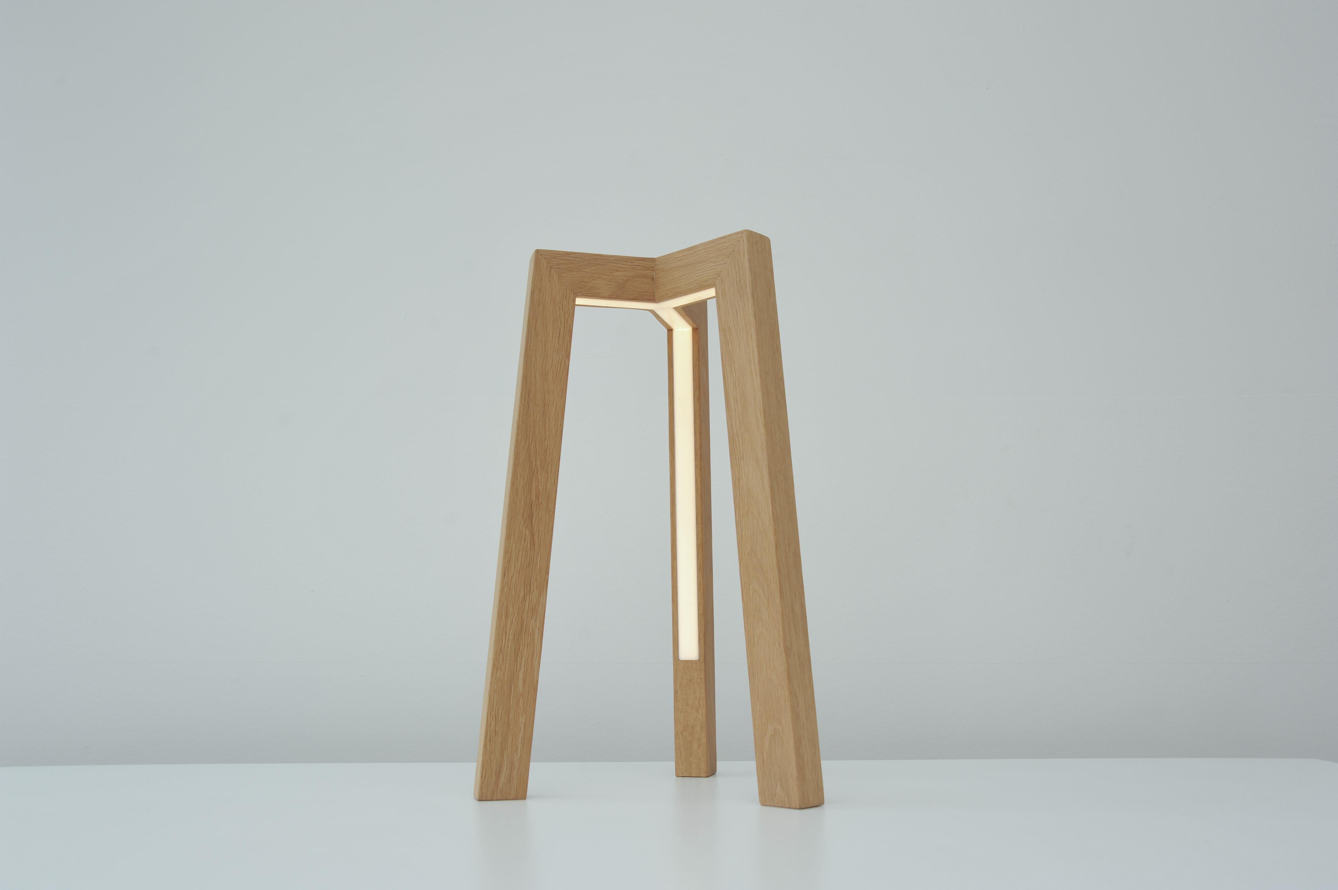 Contemporary Oak Junction Table Light by Hollis & Morris For Sale