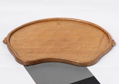 Oak Kidney Shaped Tray by Robert Mouseman Thompson, England, circa 1970