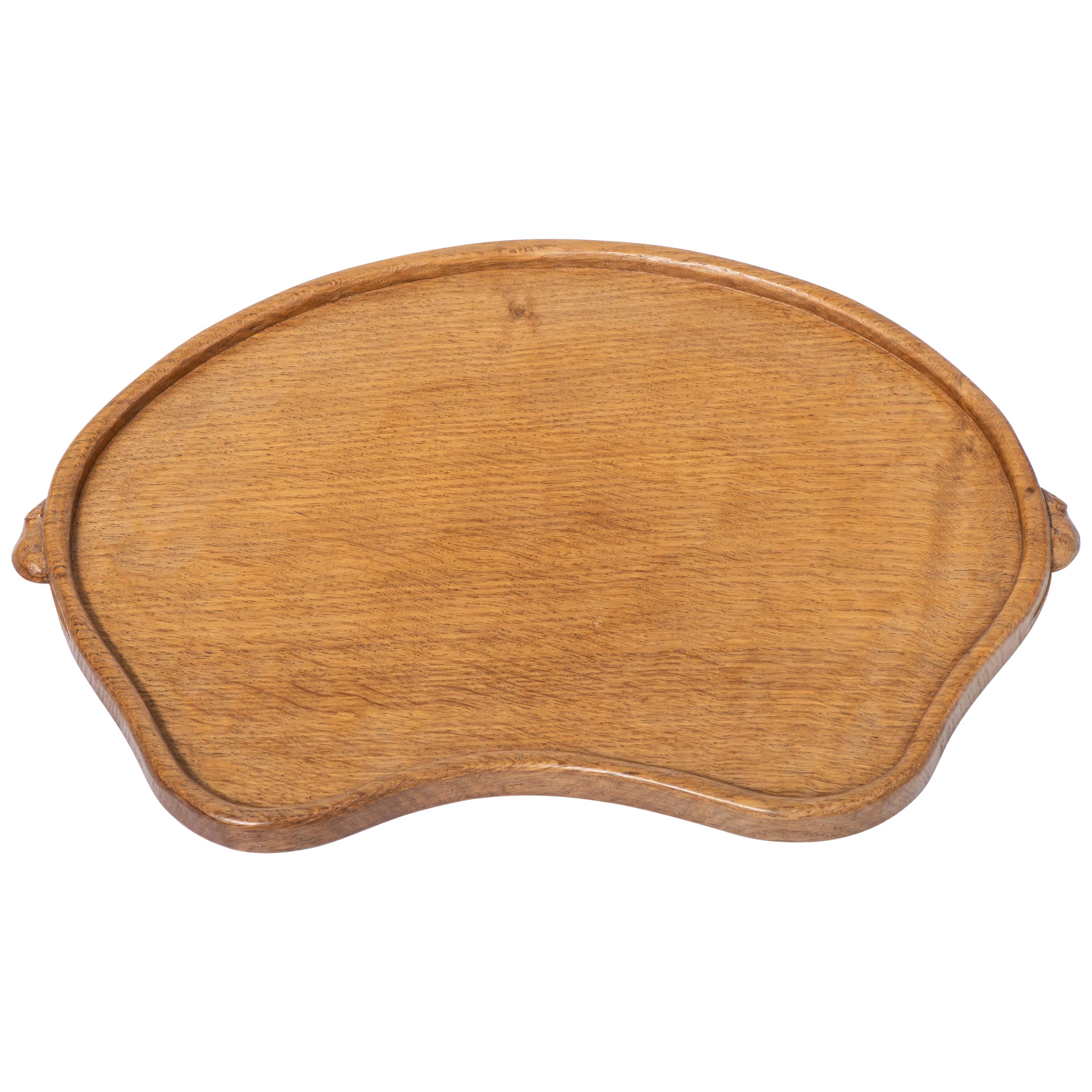 Oak Kidney Shaped Tray by Robert Mouseman Thompson, England, circa 1970 For Sale at 1stDibs