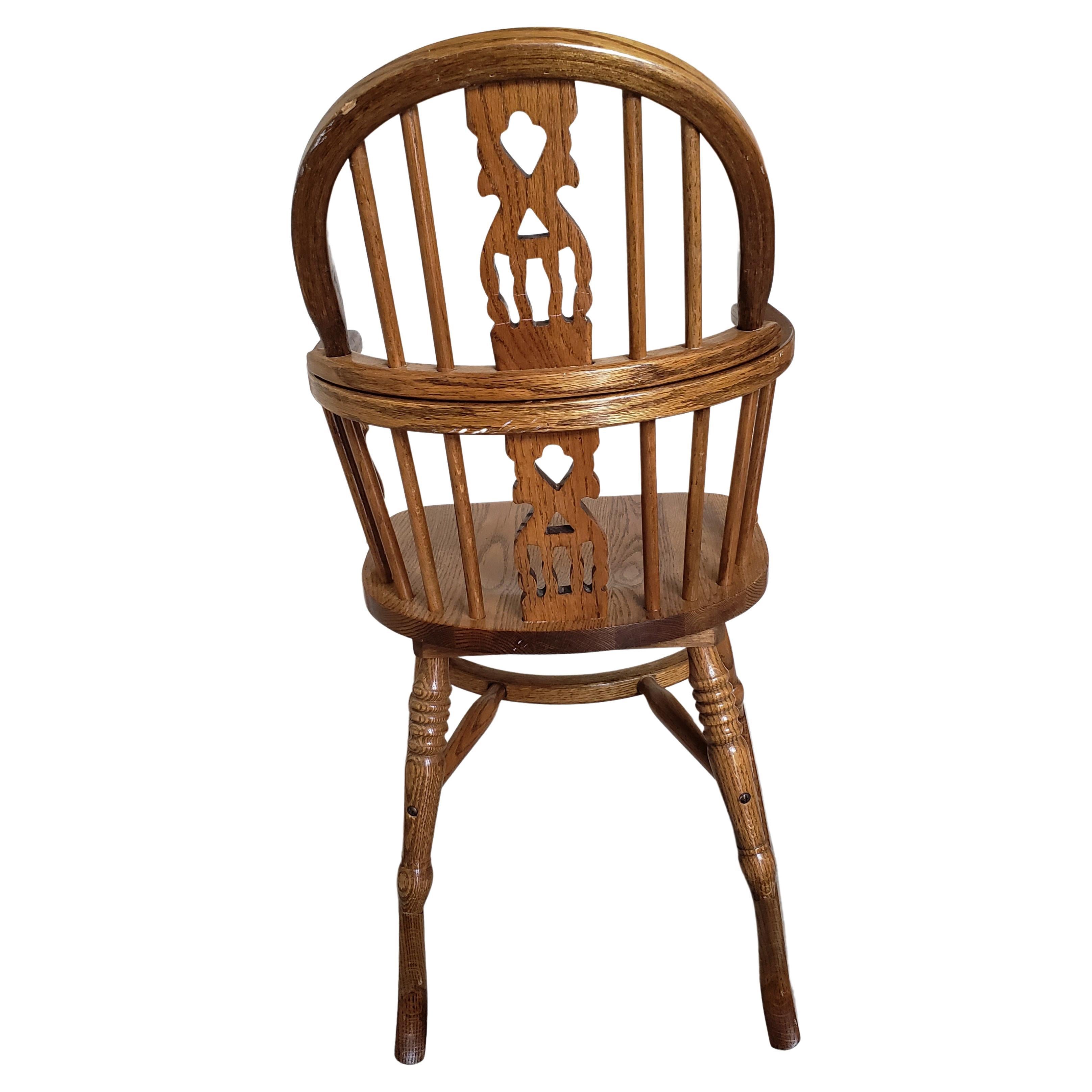 Mid-Century Modern Oak Kid's Windsor Rocking Chair, Circa 1970s For Sale