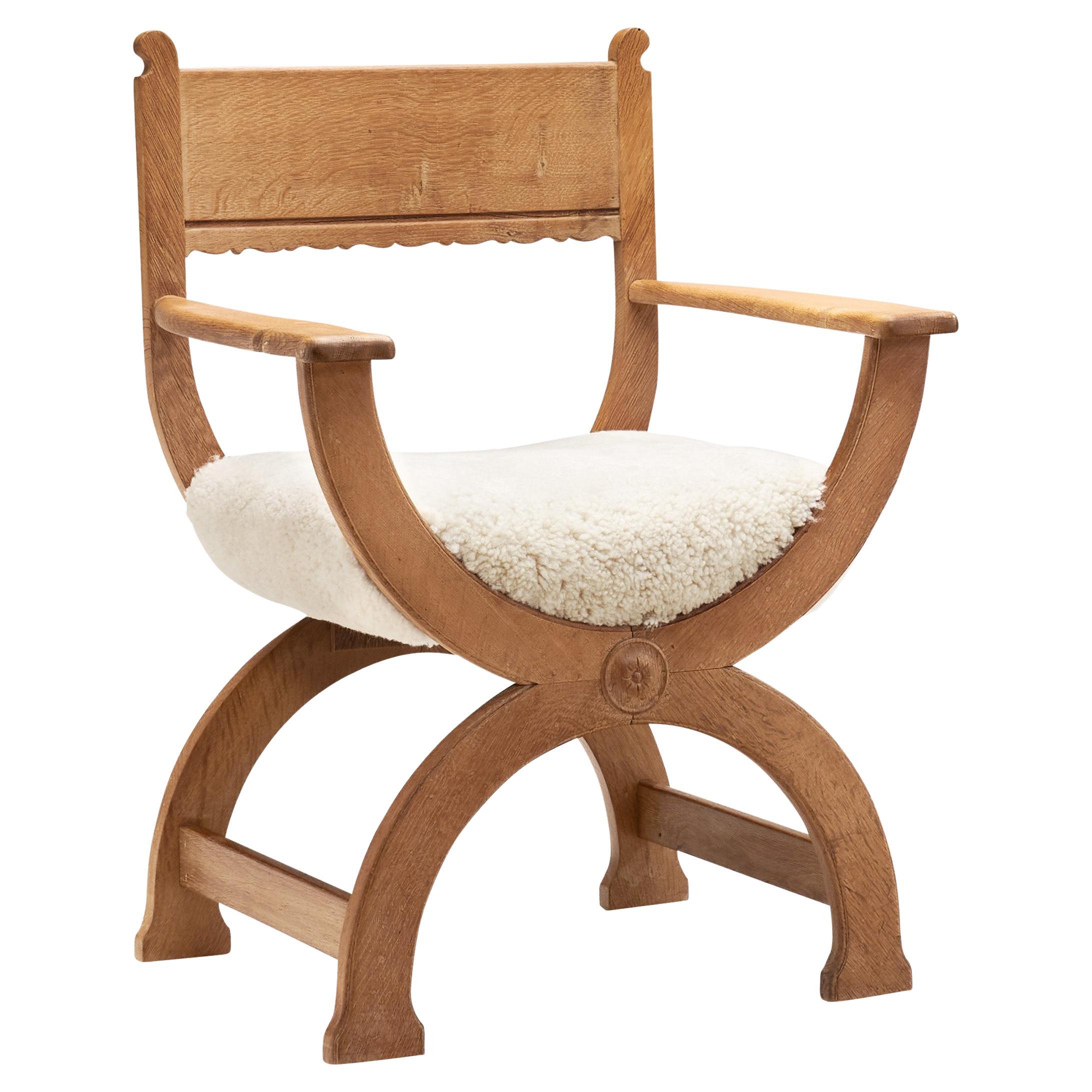 Oak "Kurul" Chair by Henning Kjaernulf for EG Kvalitetsmøbel, Denmark 1960s For Sale
