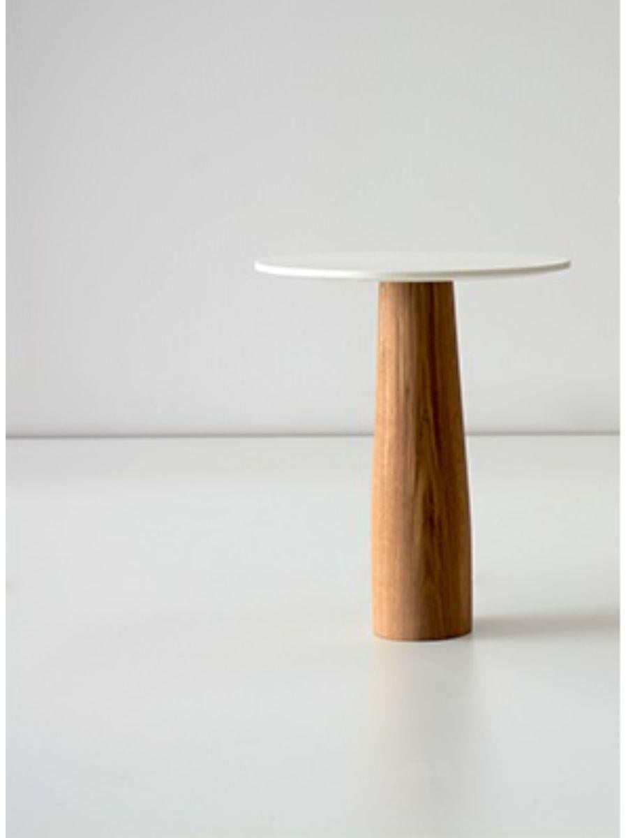 Oak small bedford side table by Hollis & Morris
Dimensions: Diameter 20