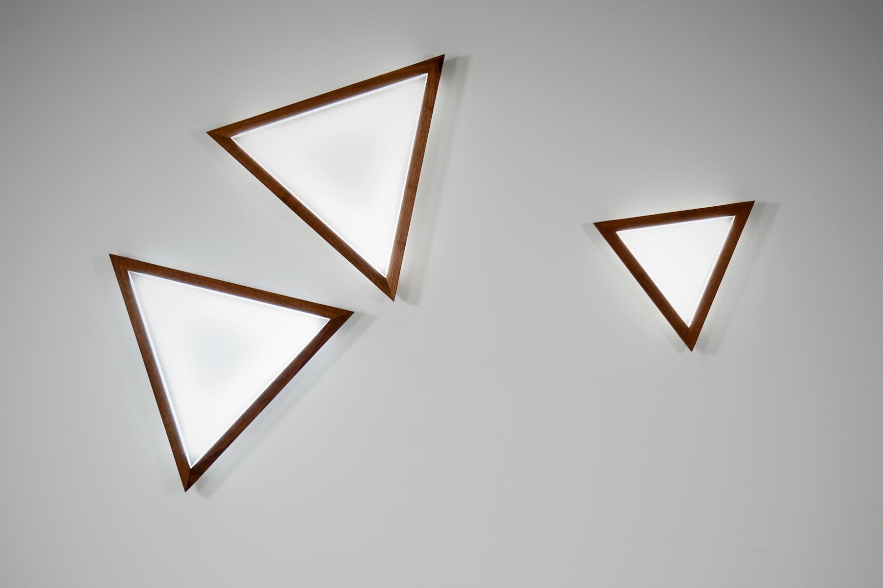 Oak Large Triangle Sconce, Pendant by Hollis & Morris For Sale 1