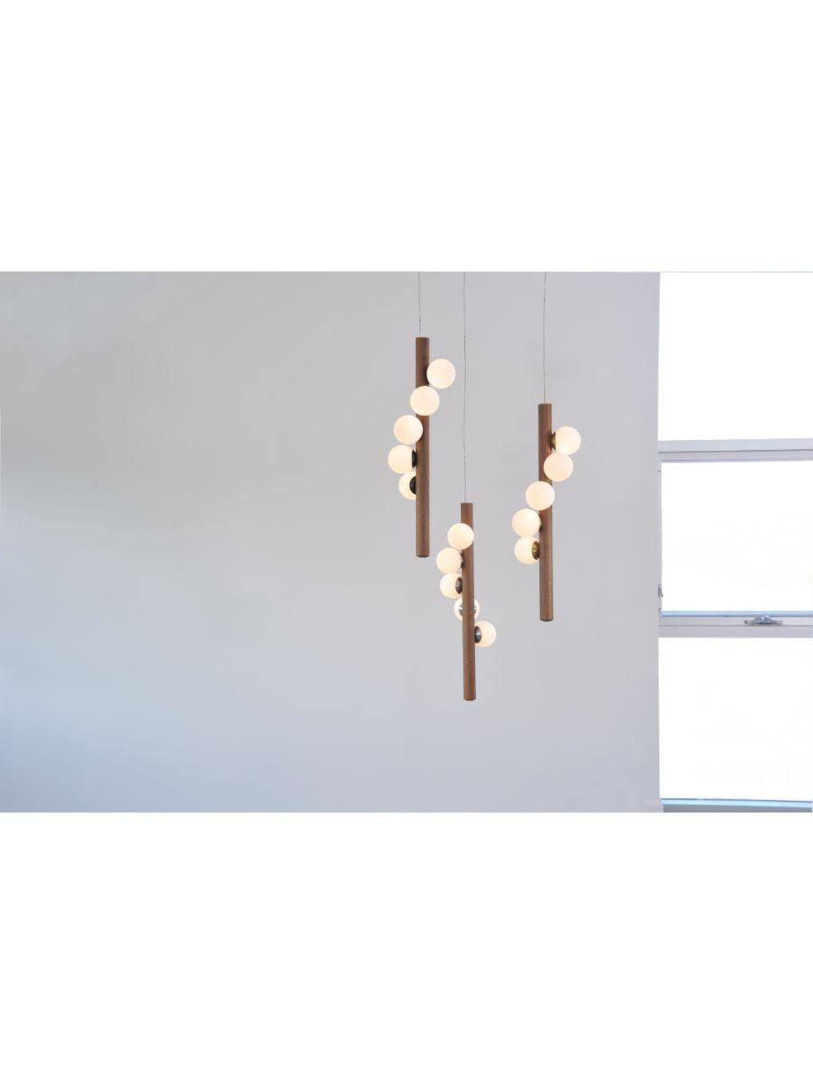 Contemporary Oak Large Willow Vertical Pendant by Hollis & Morris For Sale