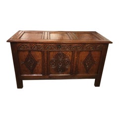 Oak Late 17th Century Three Panelled Coffer