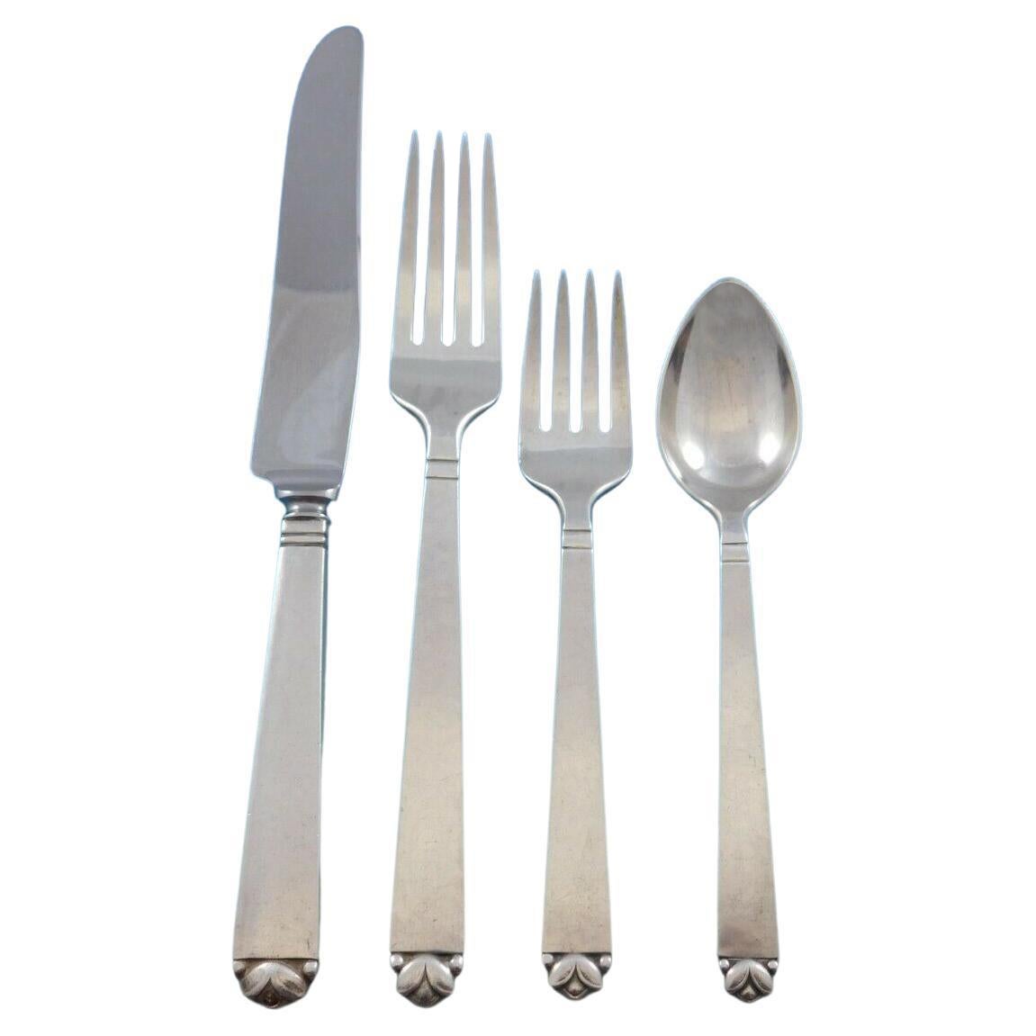 Service d'argenterie en argent sterling 25 pièces, Dîner, Oak Leaf par Old Newbury Crafters