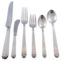 Oak Leaf by Old Newbury Crafters Sterling Silver Flatware Set 74 Pieces Dinner