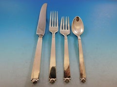 Oak Leaf Pitt Petri Old Newbury Crafters Sterling Silver Flatware Set, 59 Pieces
