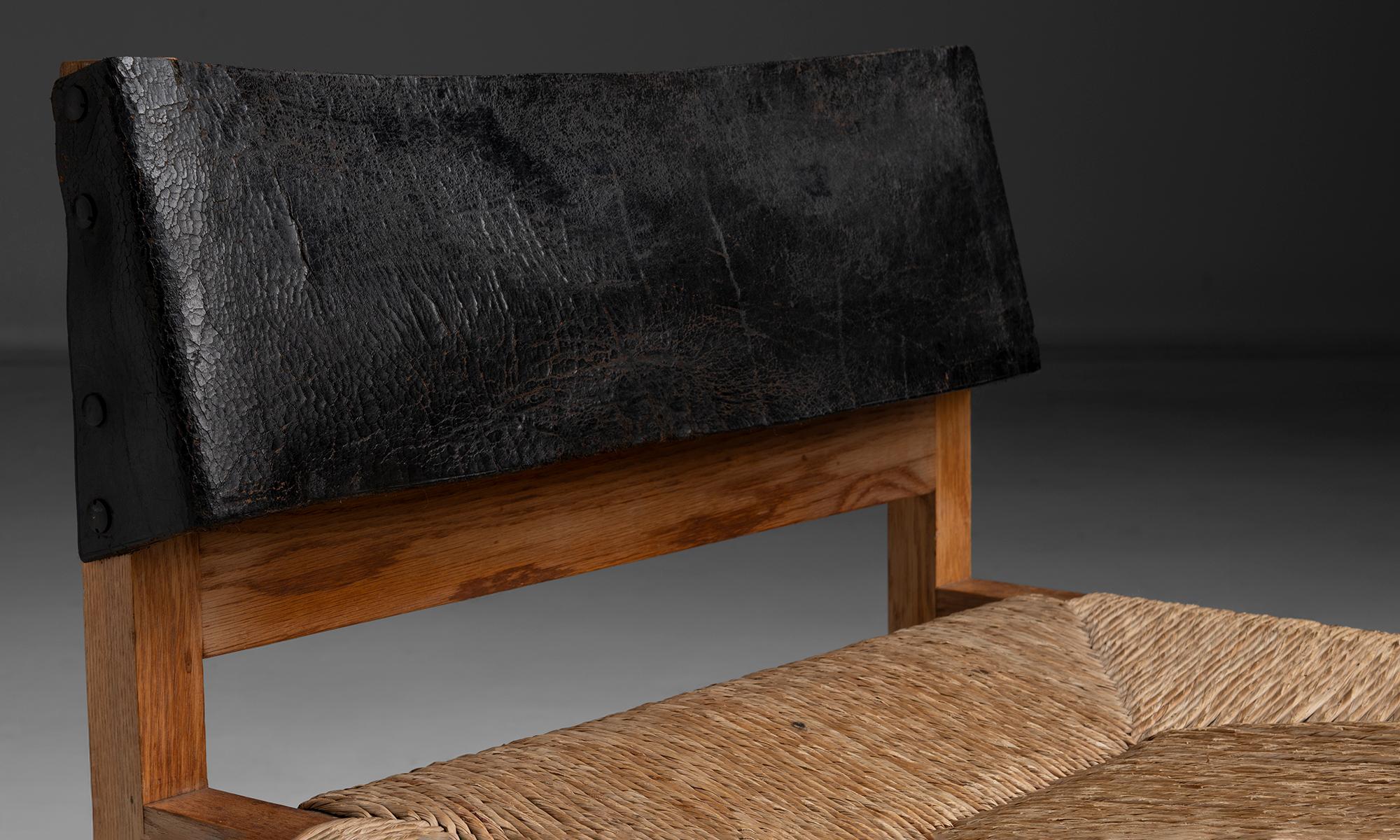 Oak & Leather Chairs by Gregorio Vicente Cortes, Spain circa 1963 For Sale 1