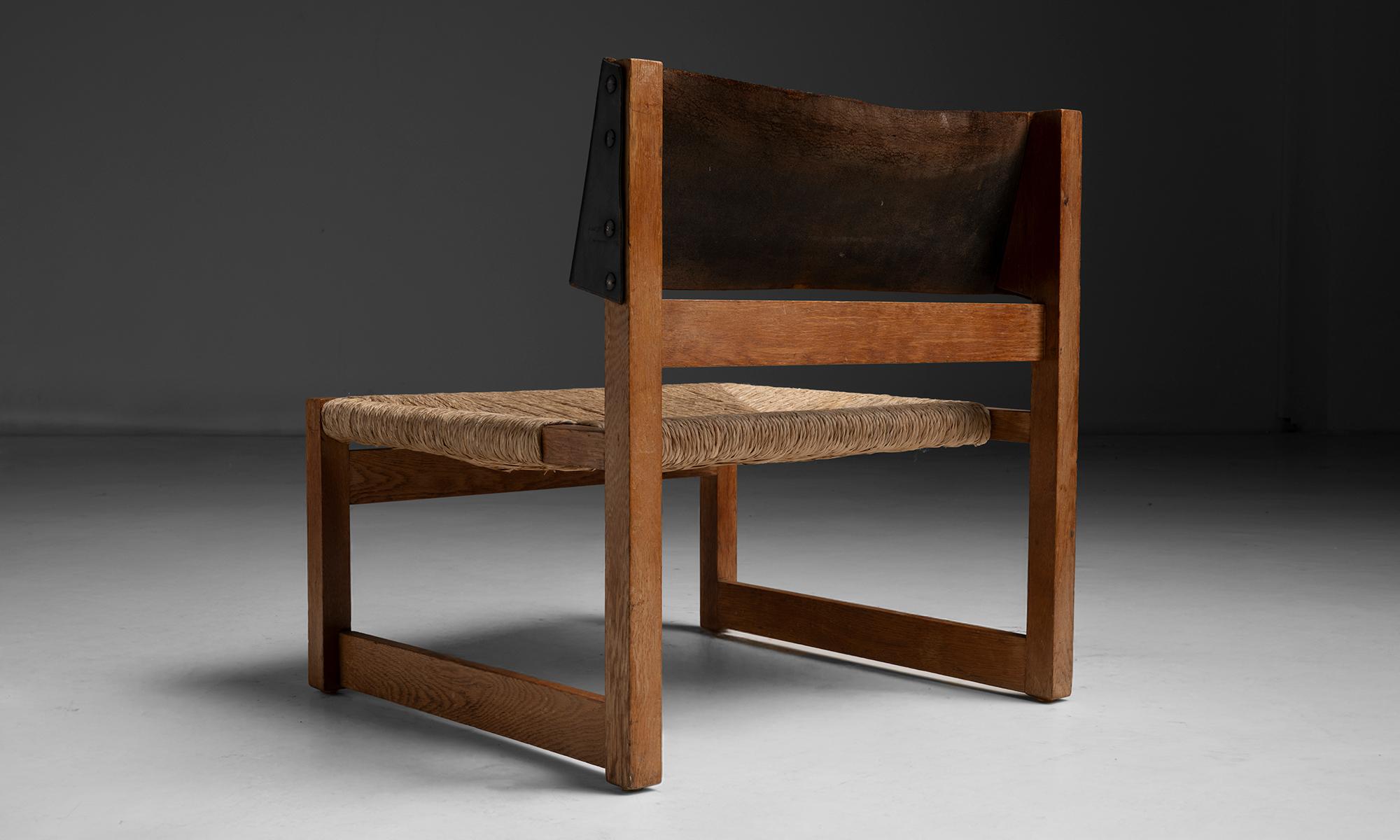 Oak & Leather Chairs by Gregorio Vicente Cortes, Spain circa 1963 For Sale 2