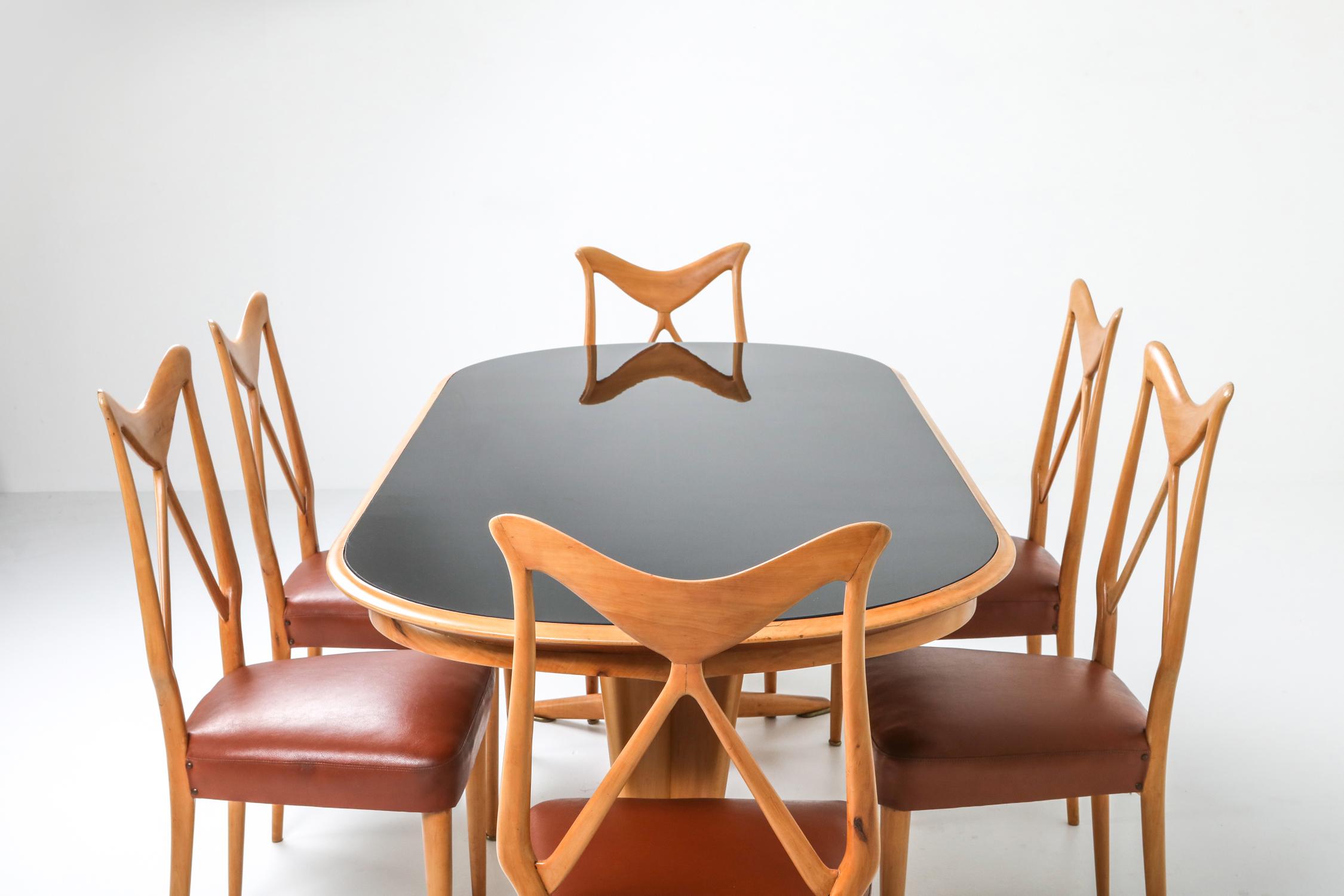 Gio Ponti Style Oak And Leather Dining Chair For Sale At 1stdibs