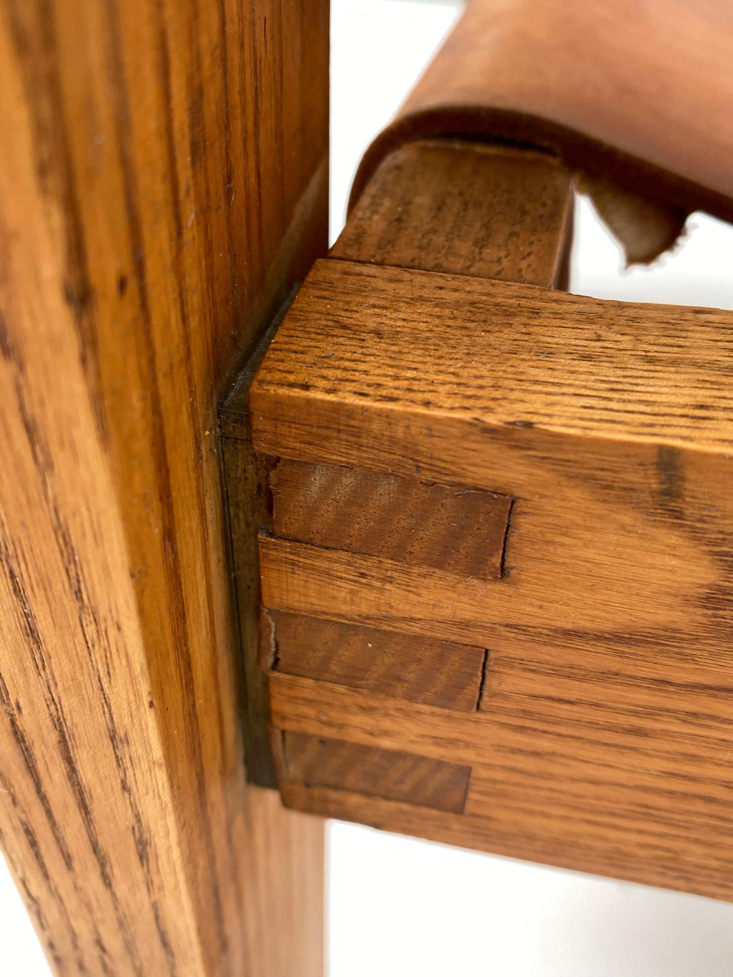Oak & Leather Sled Chair by Svend Frandsen made by Hugo Frandsen Denmark 1966 For Sale 4