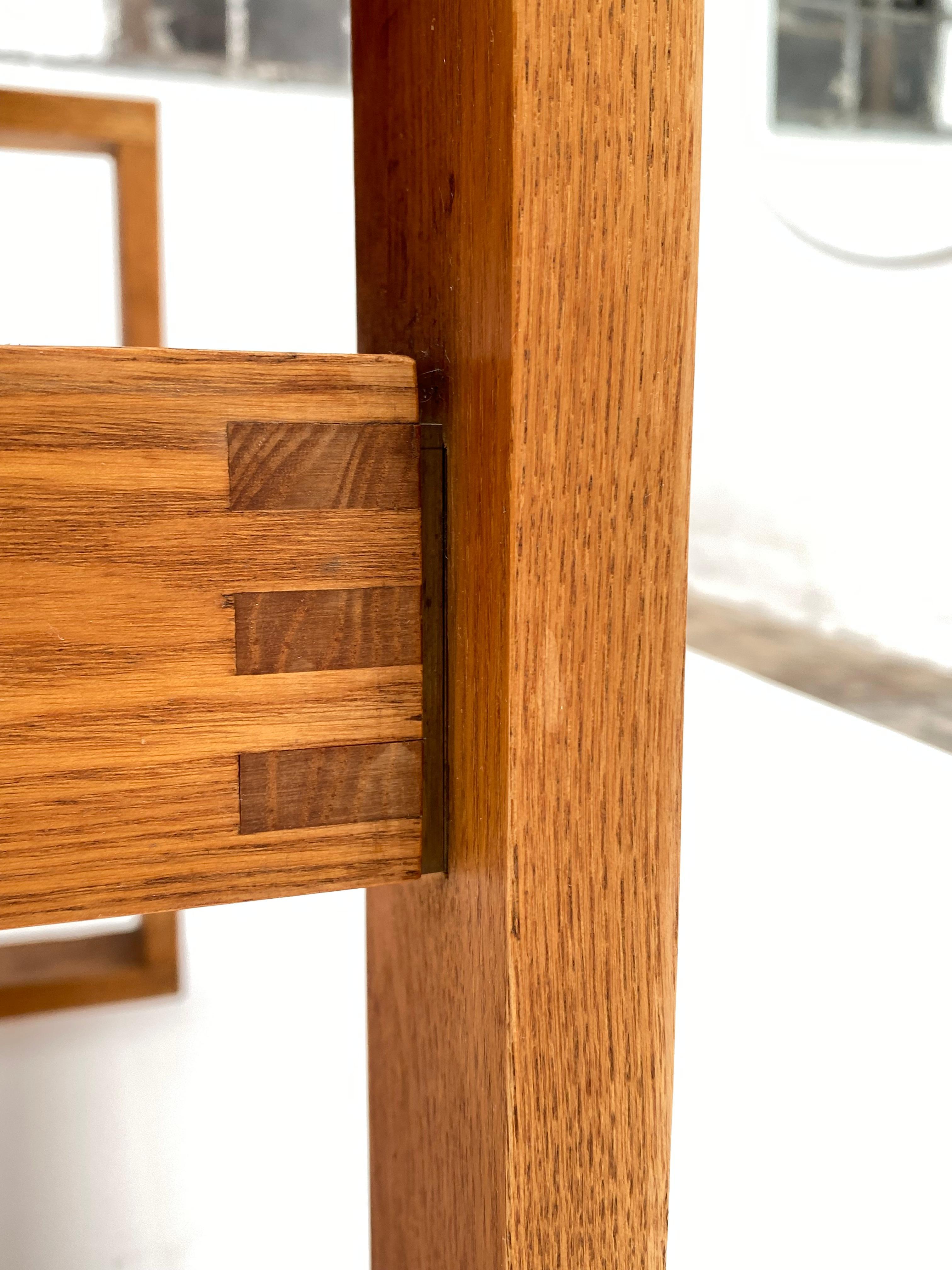 Oak & Leather Sled Chair by Svend Frandsen made by Hugo Frandsen Denmark 1966 For Sale 6
