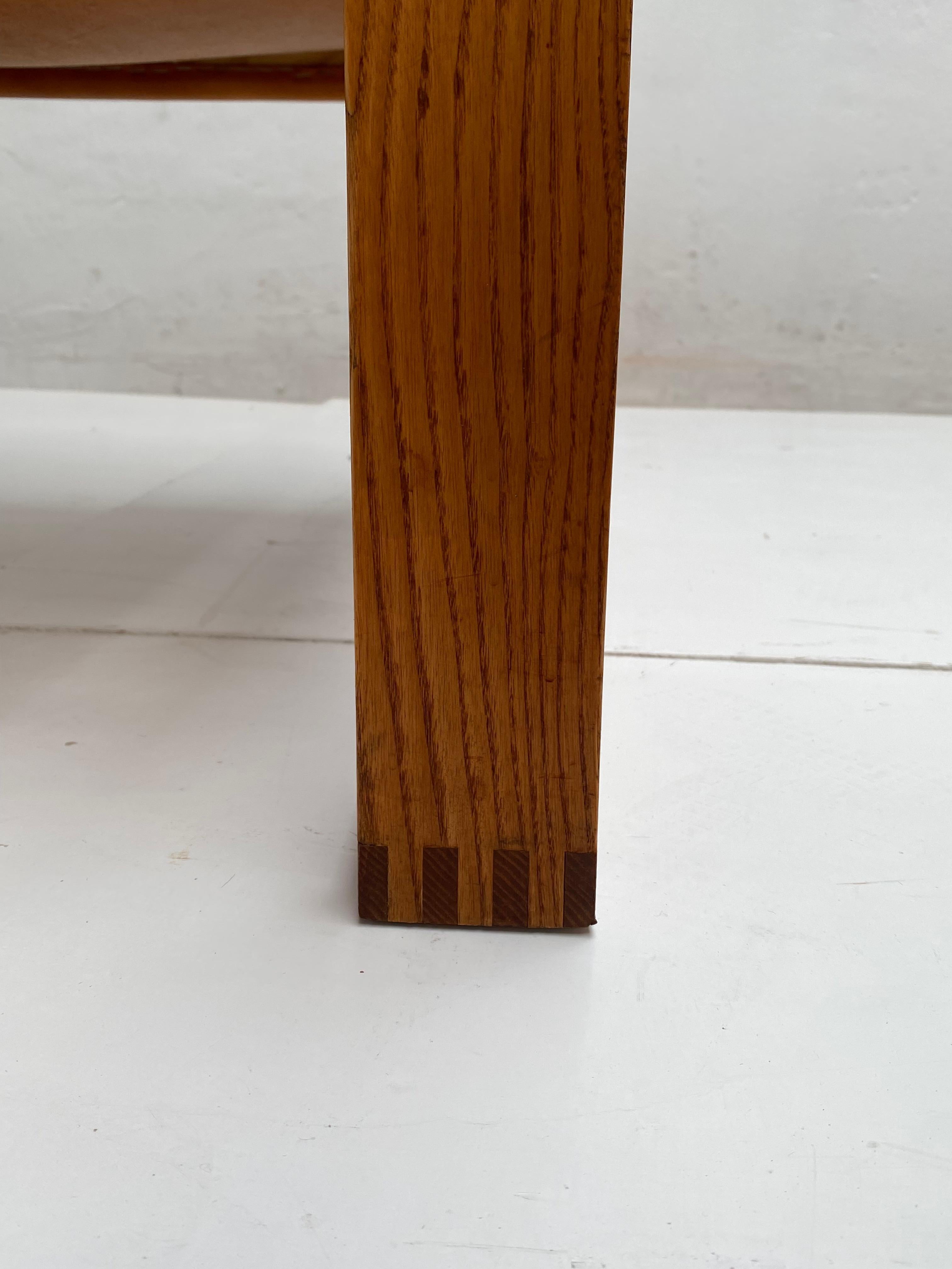 Oak & Leather Sled Chair by Svend Frandsen made by Hugo Frandsen Denmark 1966 For Sale 7