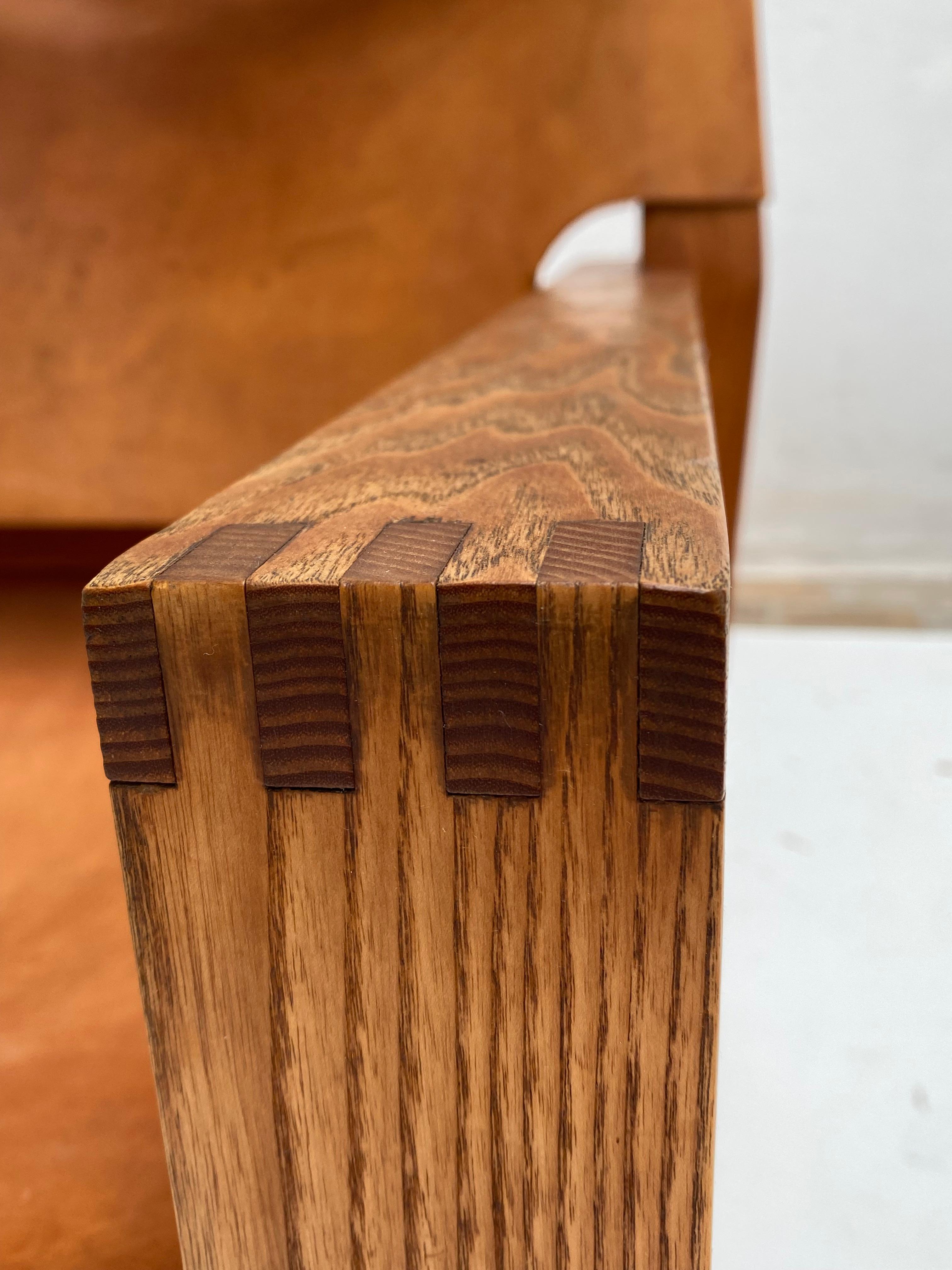 Scandinavian Modern Oak & Leather Sled Chair by Svend Frandsen made by Hugo Frandsen Denmark 1966 For Sale