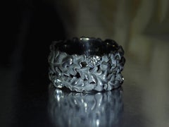 Oak Leaves Sapphires Ring Acorns Silver Black Patina Unique engagement gift idea