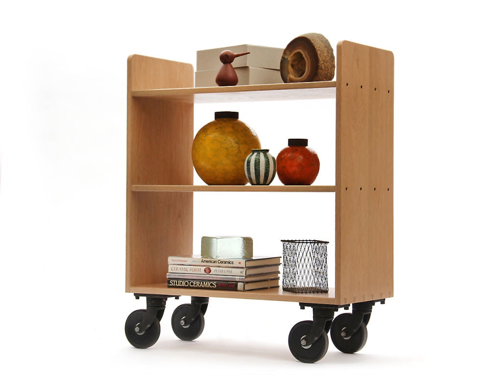Carrello da biblioteca in Oak, realizzato su ordinazione In condizioni buone in vendita a Sagaponack, NY