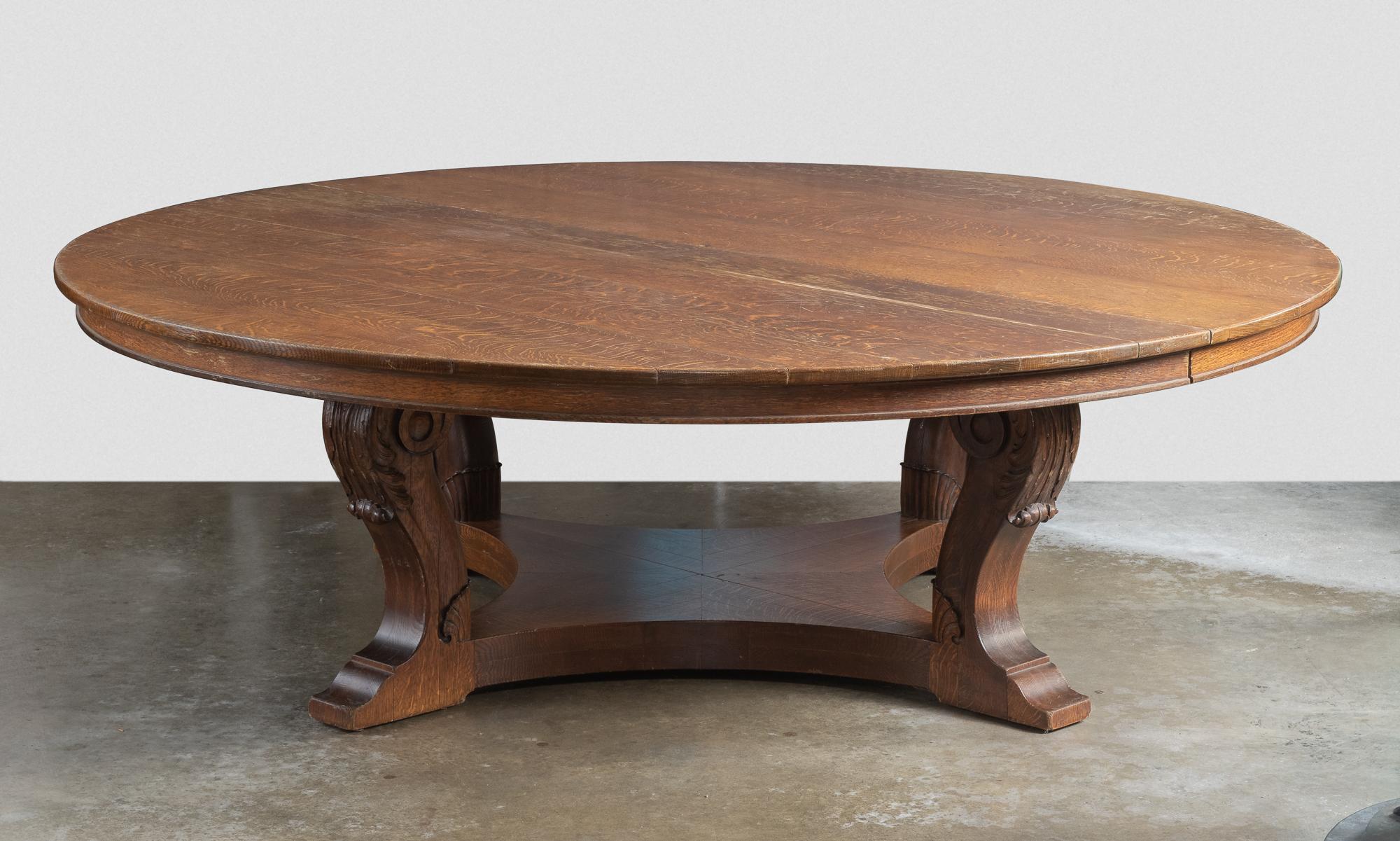 Oak library table, circa 19th century

Beautiful form includes amazing wood grain, substantial base and intricately detailed legs. Originally used at Yale University, New Haven, CT.

This piece ships from Providence, Rhode Island.