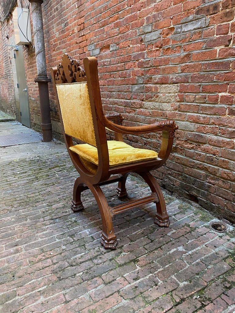 Oak Lions Head Savonarola Chair at 1stDibs savonarola chair lion head