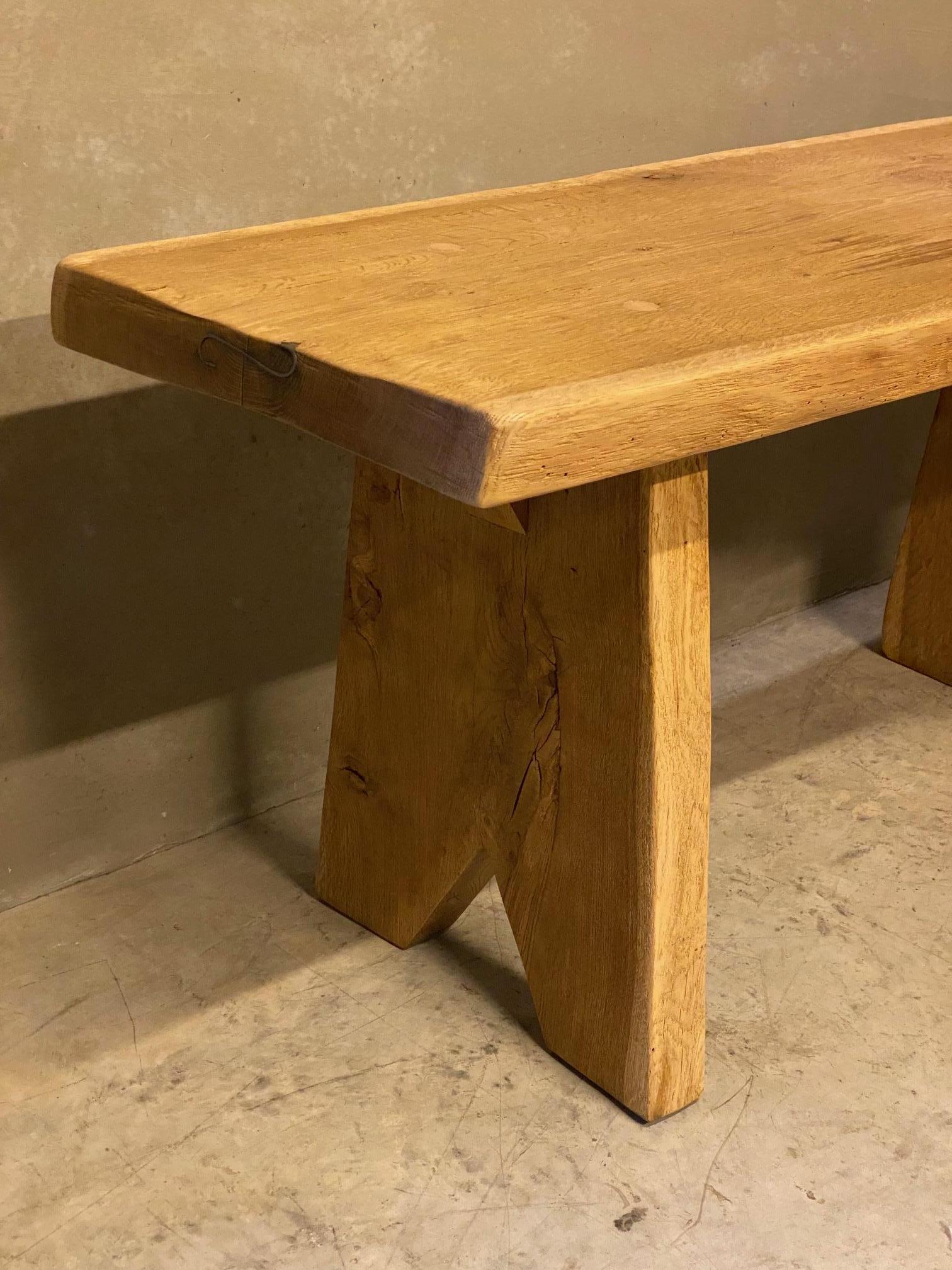 Oak Live Edge Console Table or Desk, France, 1950's For Sale 4