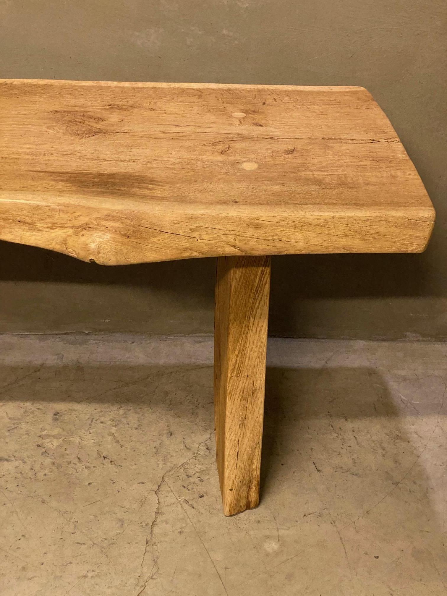 Oak Live Edge Console Table or Desk, France, 1950's For Sale 5