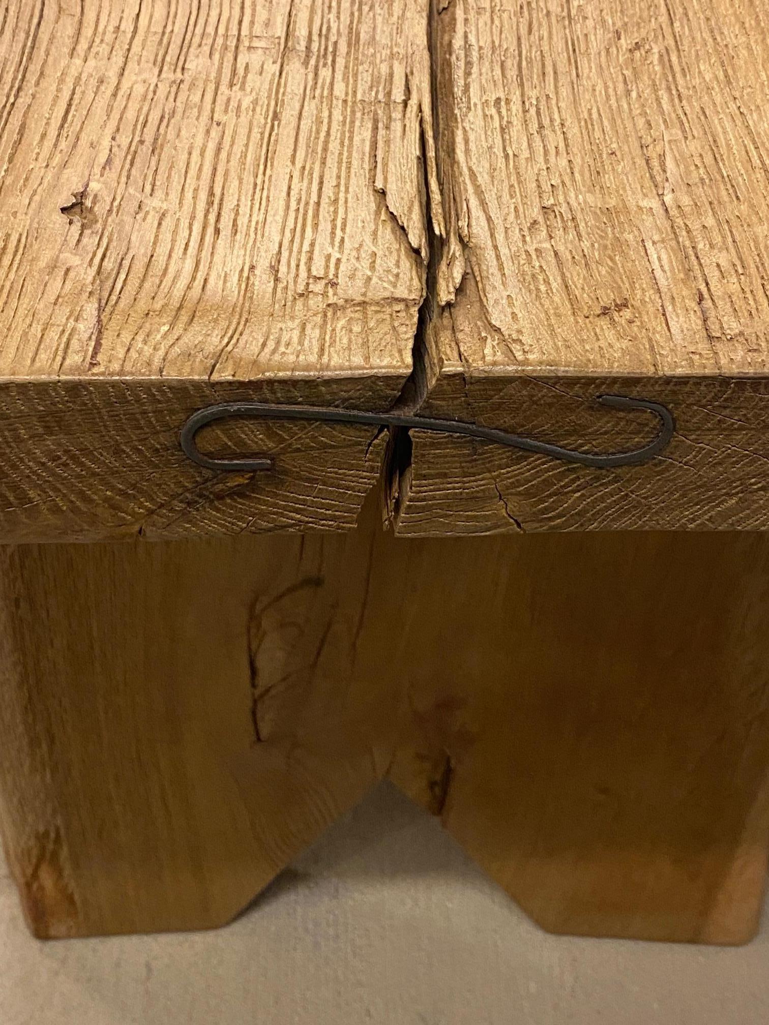 Oak Live Edge Console Table or Desk, France, 1950's For Sale 9